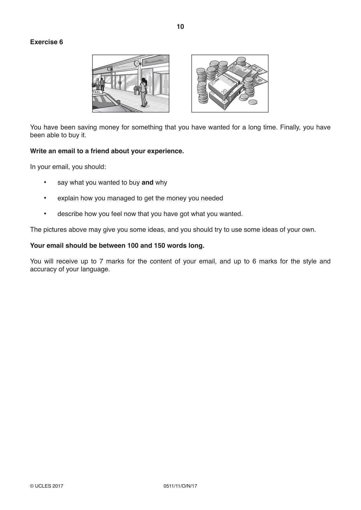 Cambridge IGCSE English - Second Language (count-in oral) 0511 2017 Oct/Nov Paper 1 · Variant 1 question paper, page 10 of 16