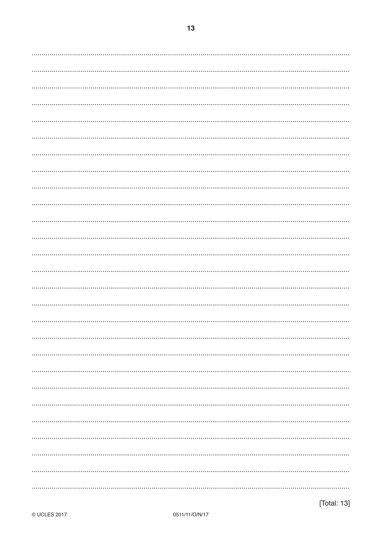 Cambridge IGCSE English - Second Language (count-in oral) 0511 2017 Oct/Nov Paper 1 · Variant 1 question paper, page 13 of 16