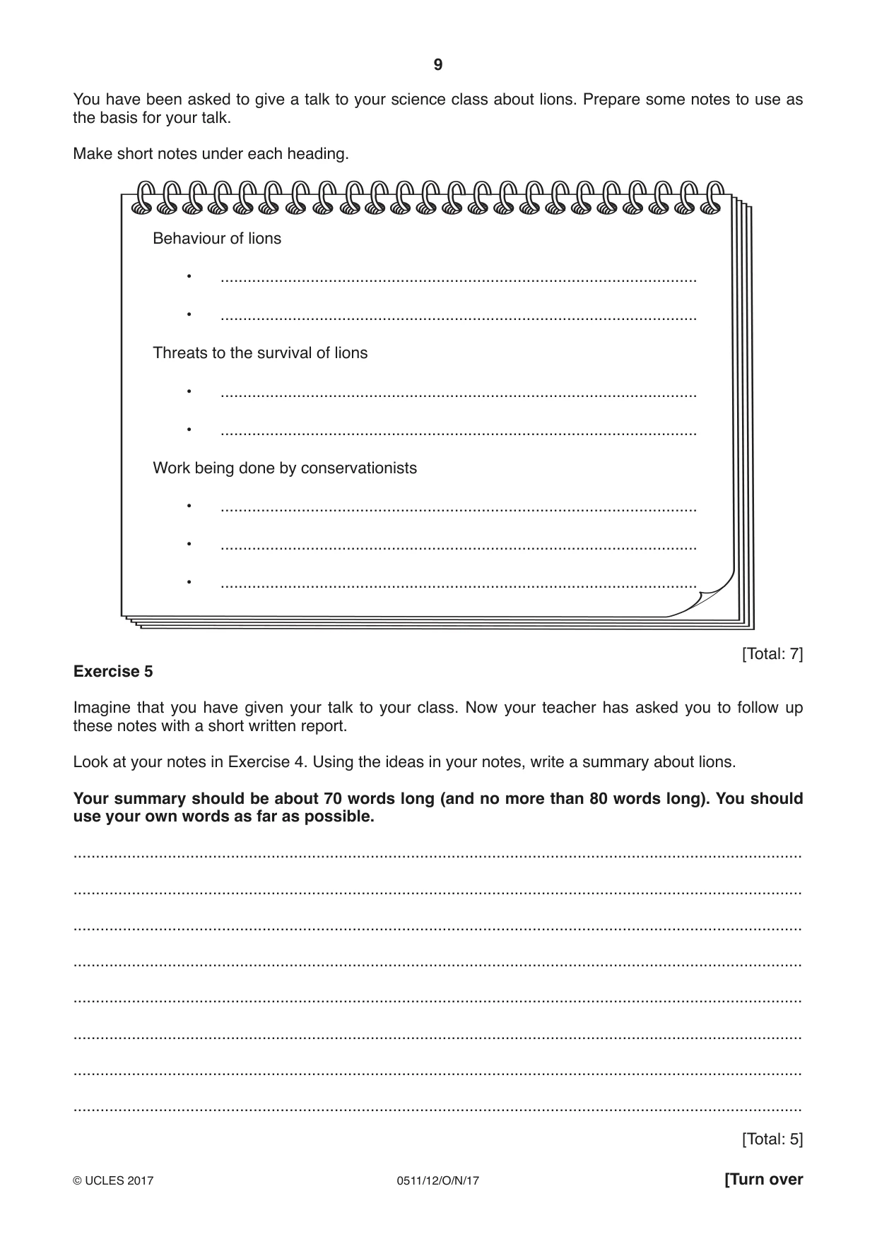Cambridge IGCSE English - Second Language (count-in oral) 0511 2017 Oct/Nov Paper 1 · Variant 2 question paper, page 9 of 16