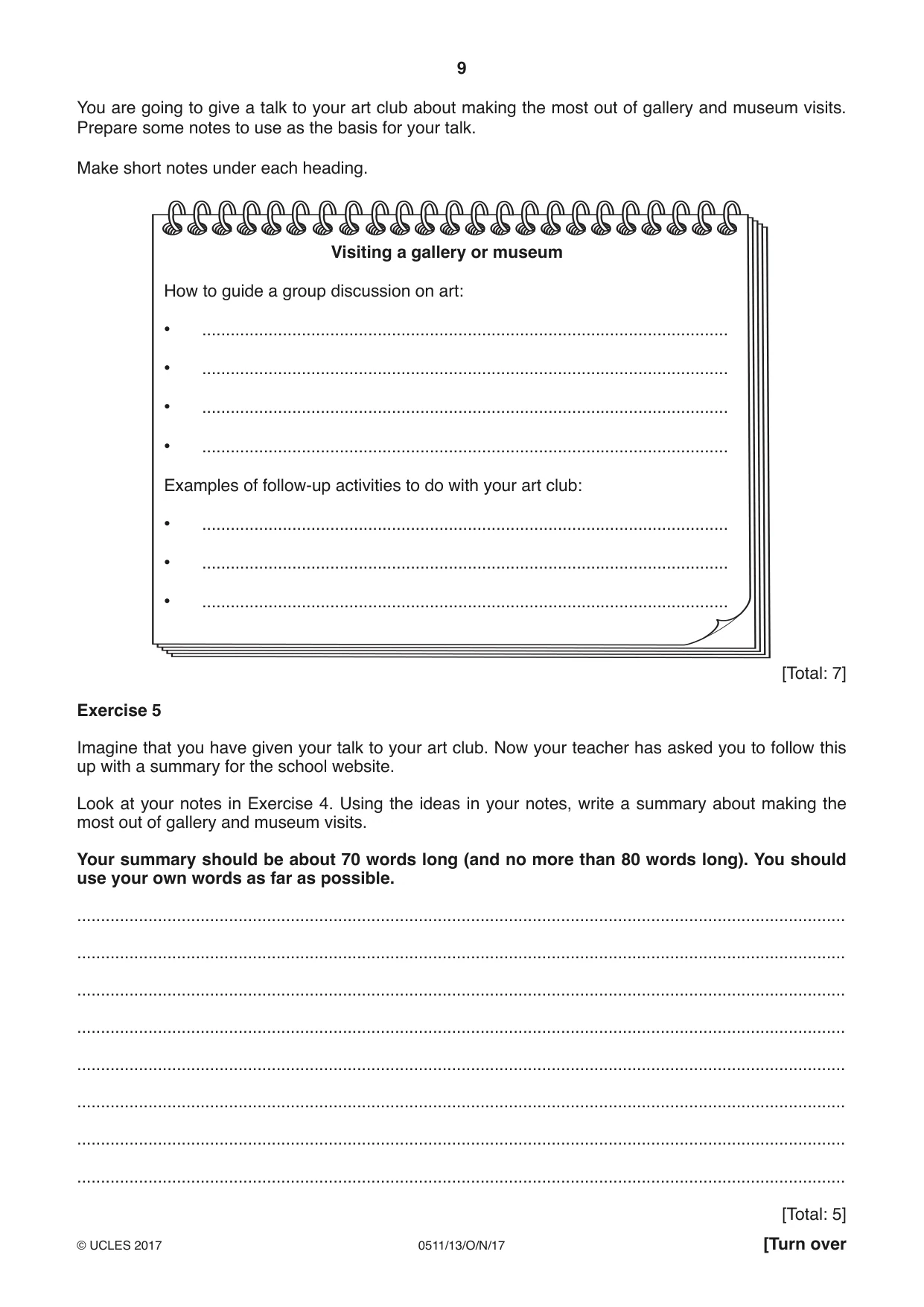 Cambridge IGCSE English - Second Language (count-in oral) 0511 2017 Oct/Nov Paper 1 · Variant 3 question paper, page 9 of 16