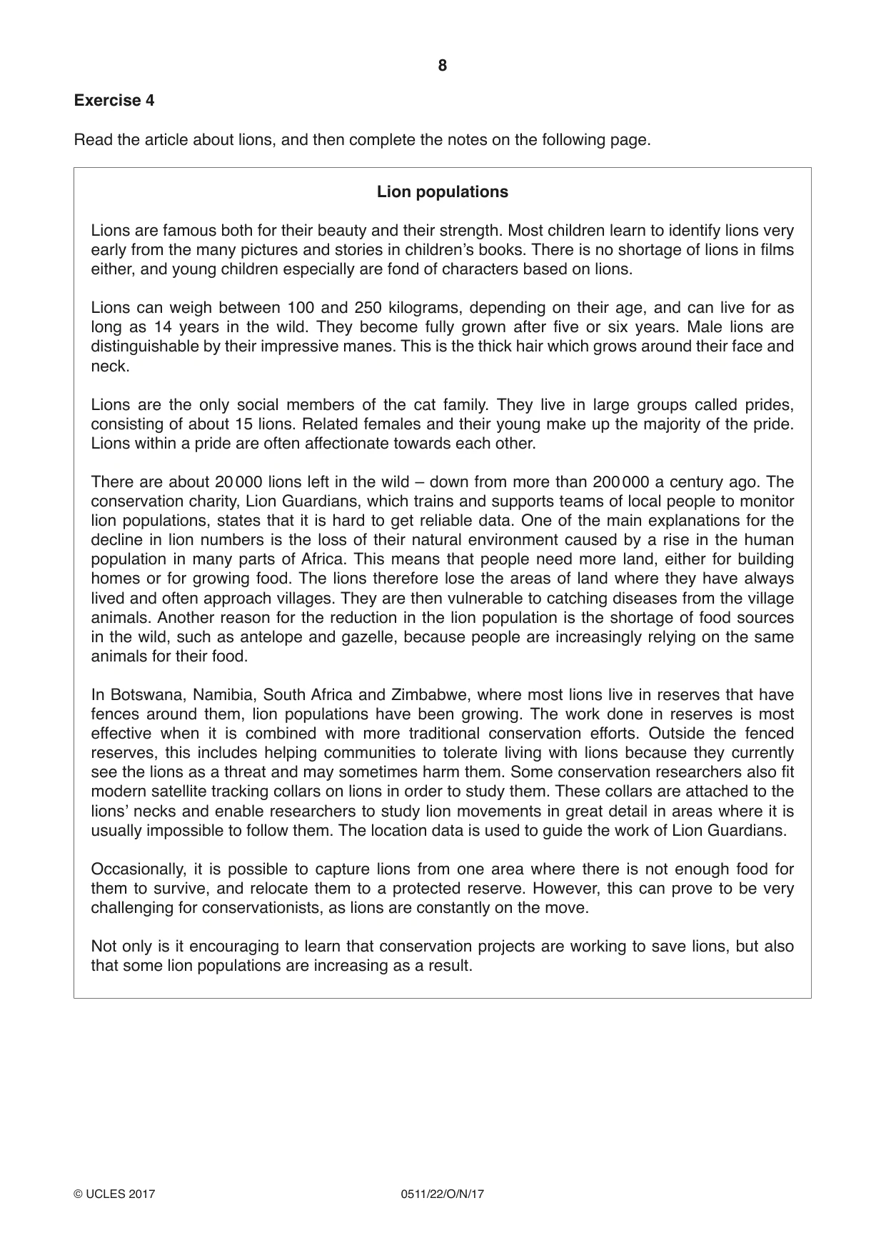Cambridge IGCSE English - Second Language (count-in oral) 0511 2017 Oct/Nov Paper 2 · Variant 2 question paper, page 8 of 16