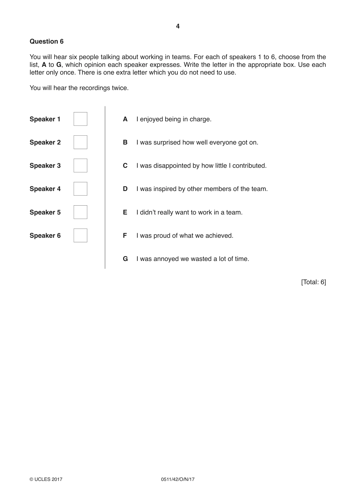 Cambridge IGCSE English - Second Language (count-in oral) 0511 2017 Oct/Nov Paper 4 · Variant 2 question paper, page 4 of 12