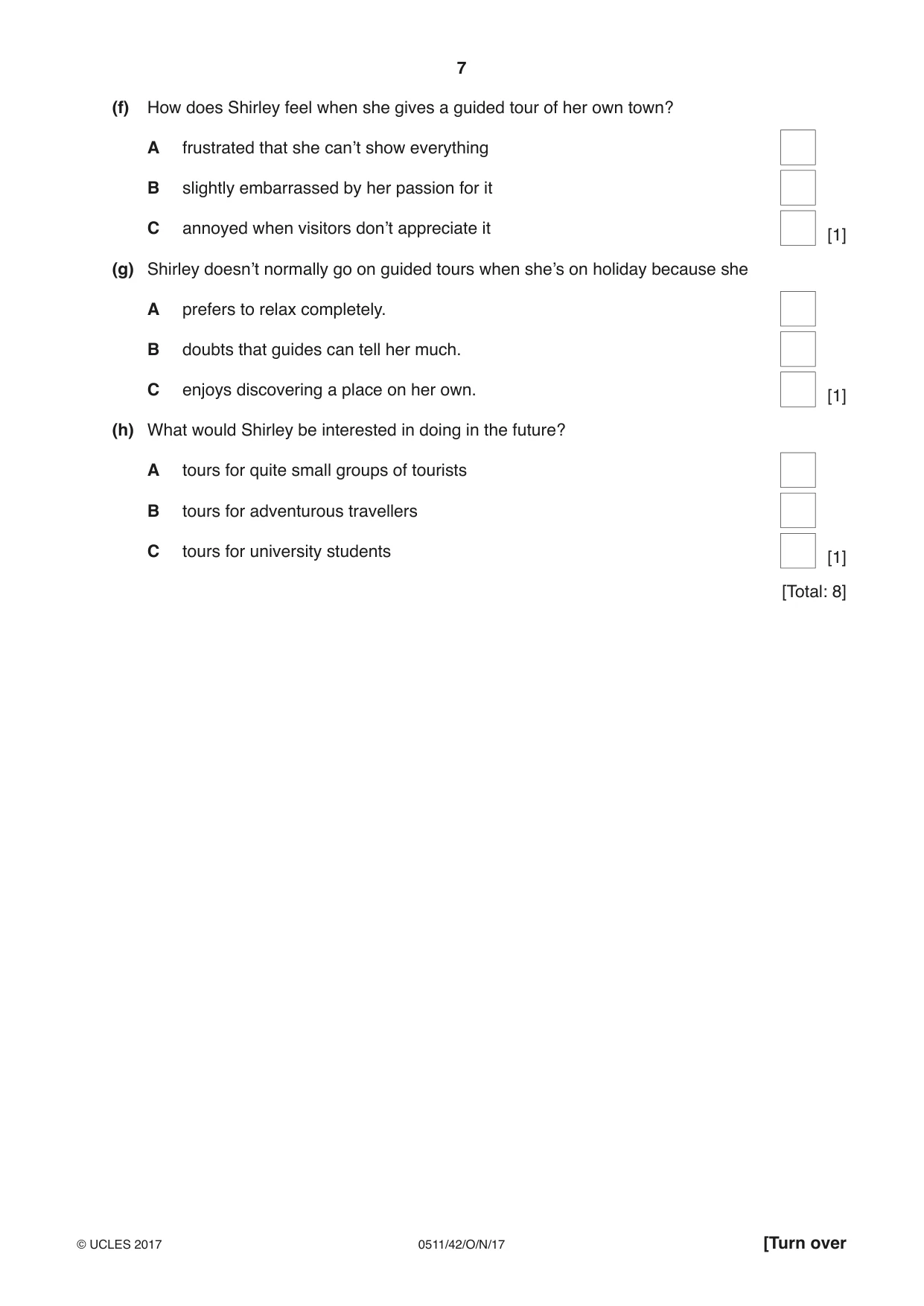 Cambridge IGCSE English - Second Language (count-in oral) 0511 2017 Oct/Nov Paper 4 · Variant 2 question paper, page 7 of 12