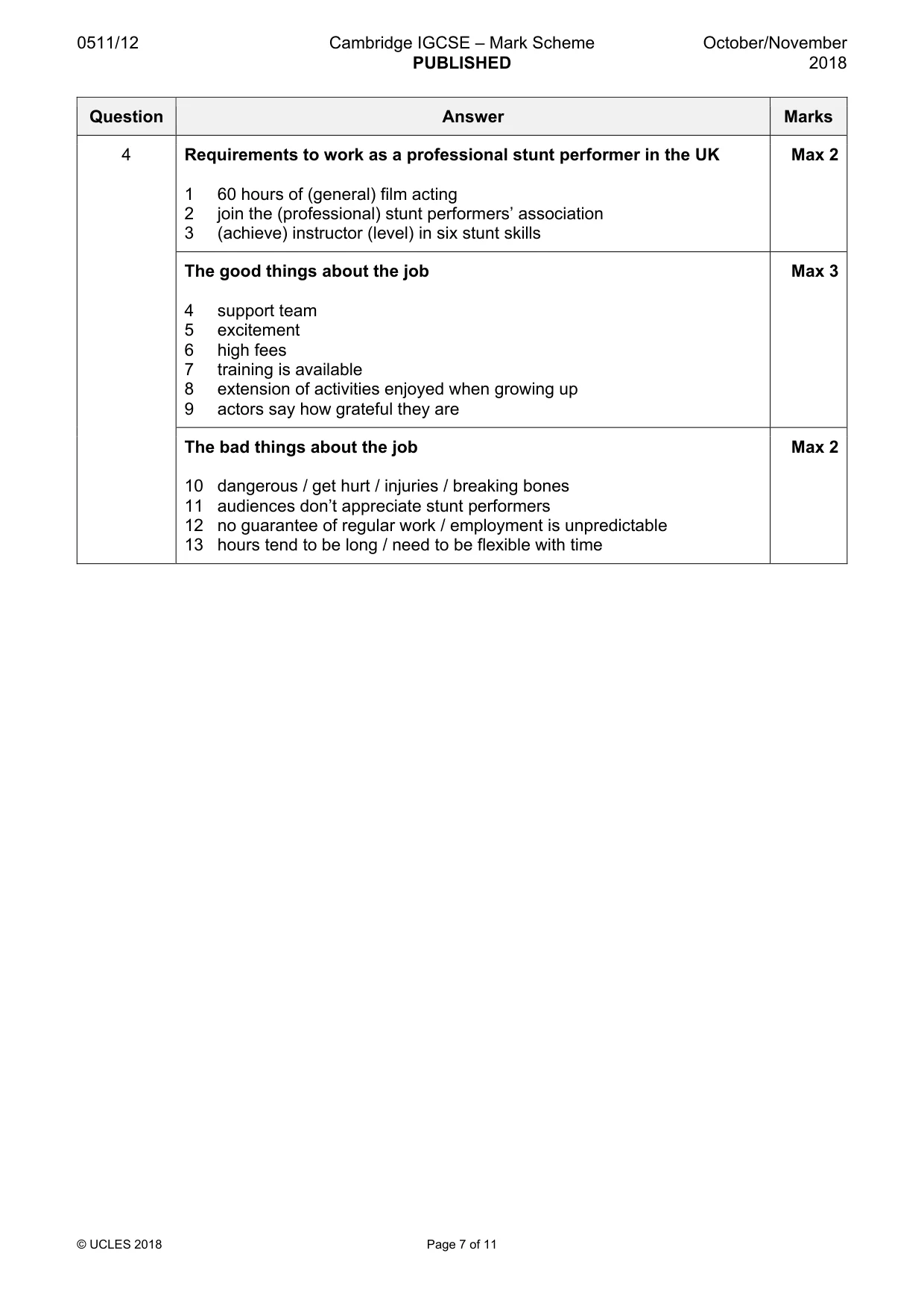Mark scheme, page 7 of 11