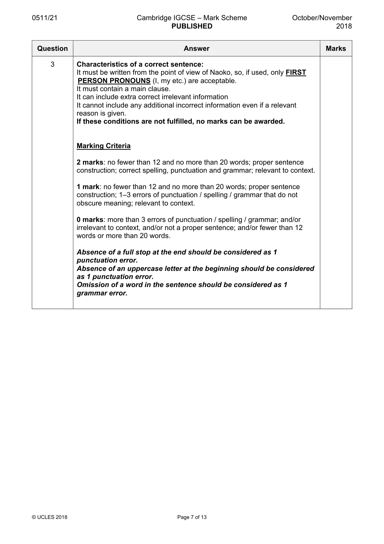 Mark scheme, page 7 of 13