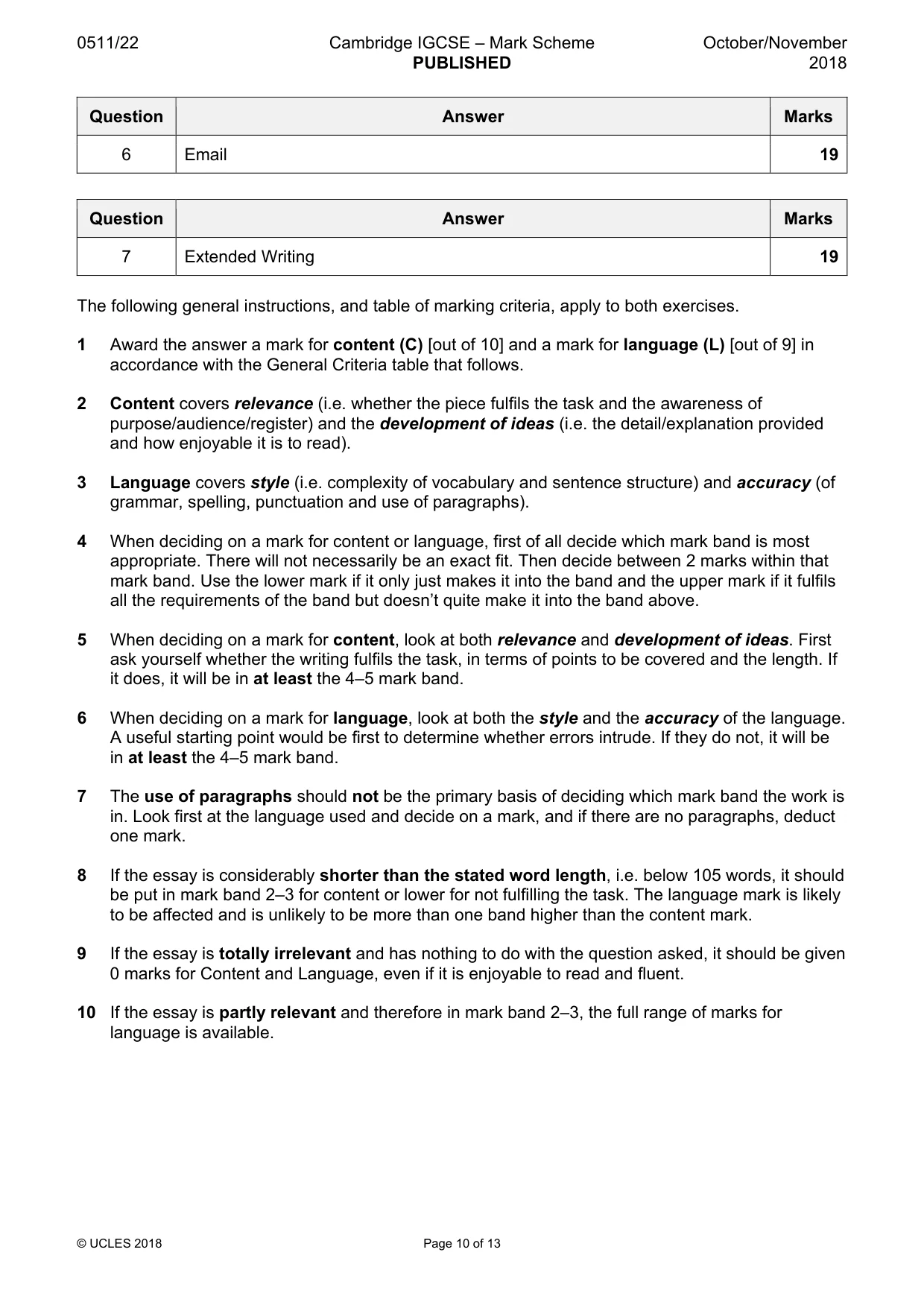 Mark scheme, page 10 of 13