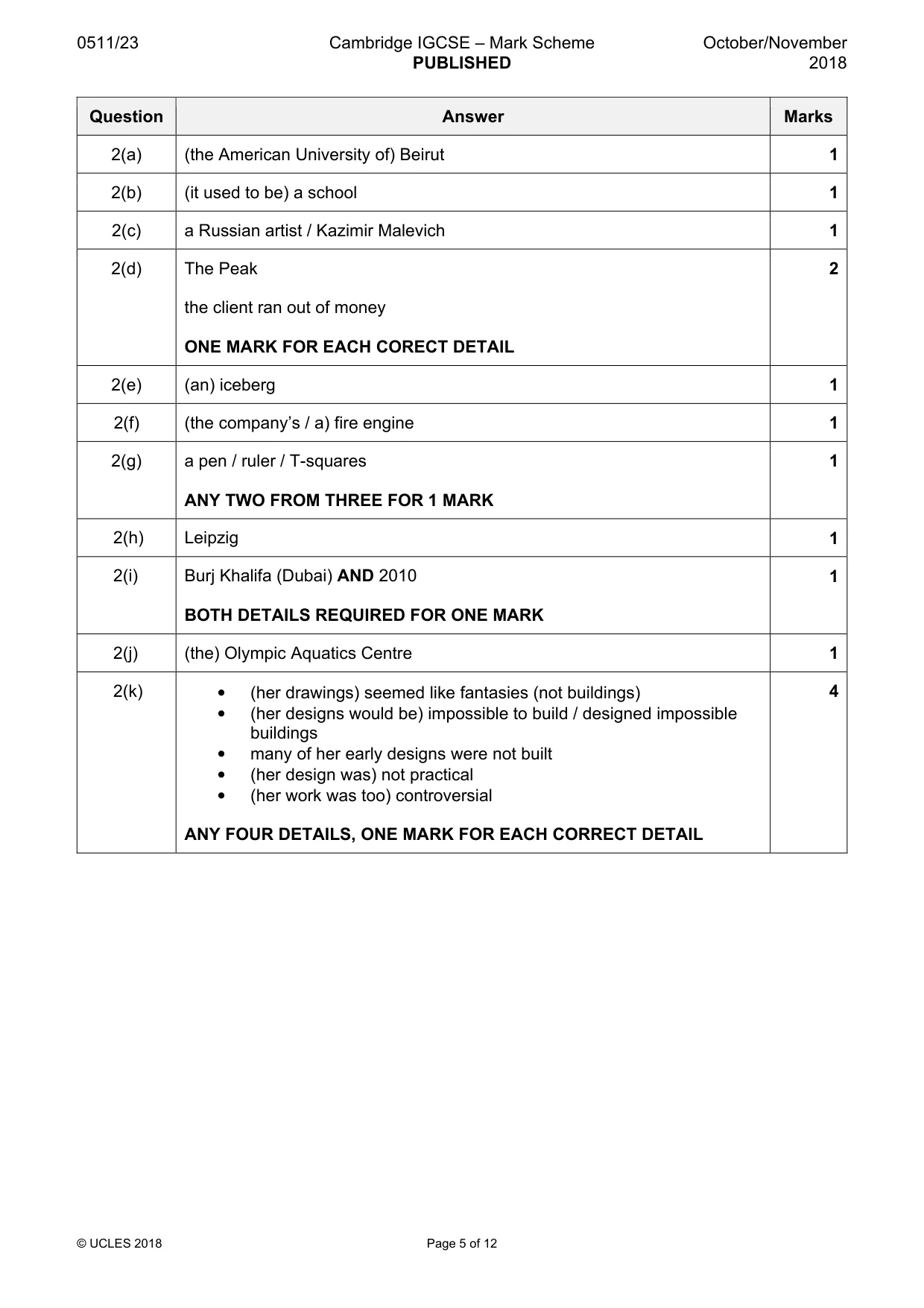 Mark scheme, page 5 of 12