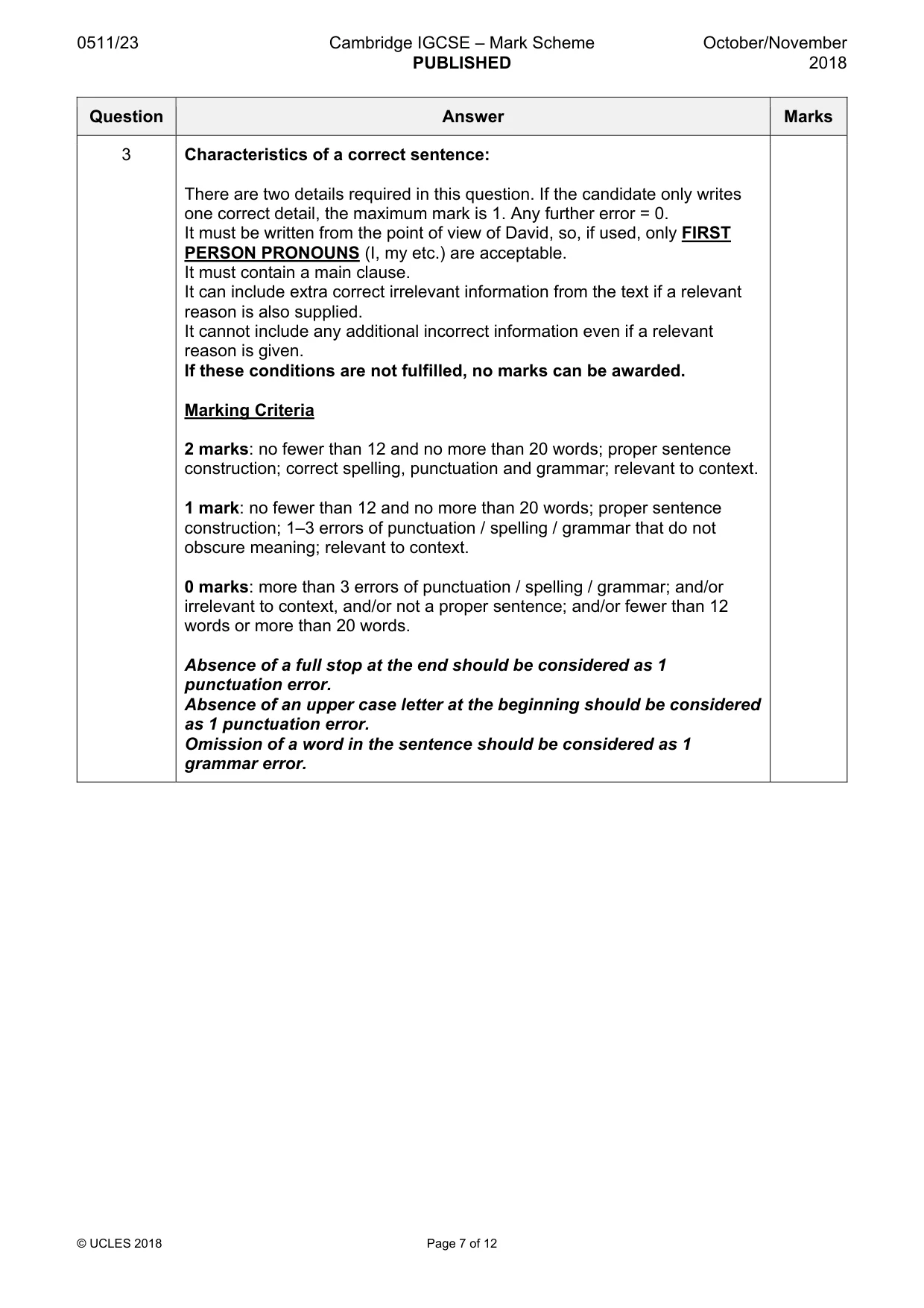 Mark scheme, page 7 of 12