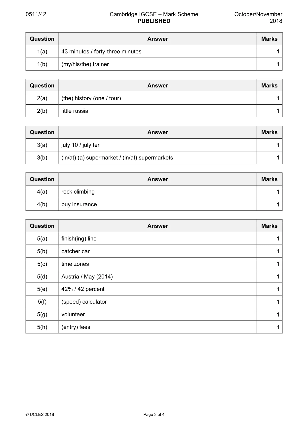 Mark scheme, page 3 of 4