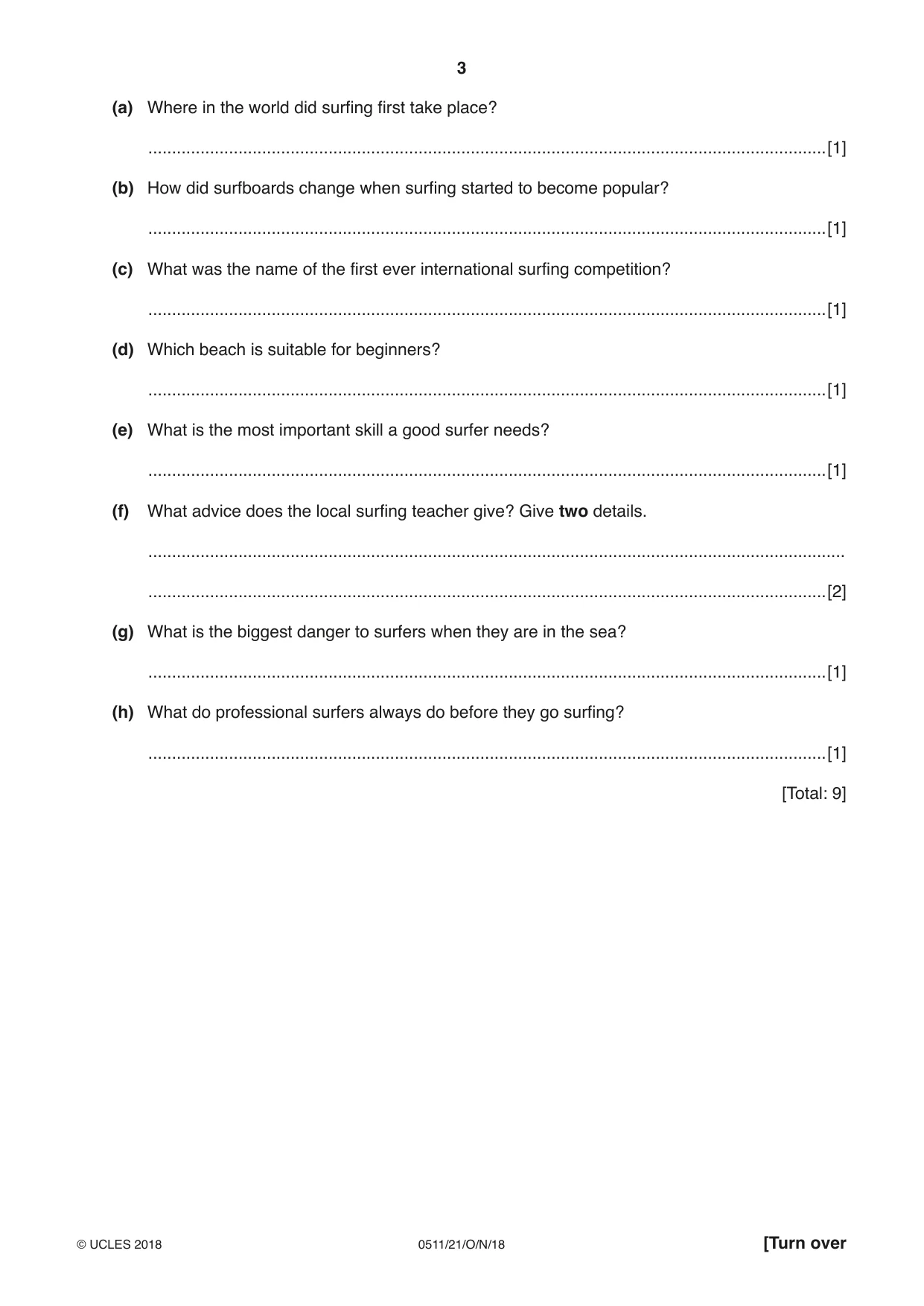 Cambridge IGCSE English - Second Language (count-in oral) 0511 2018 Oct/Nov Paper 2 · Variant 1 question paper, page 3 of 16