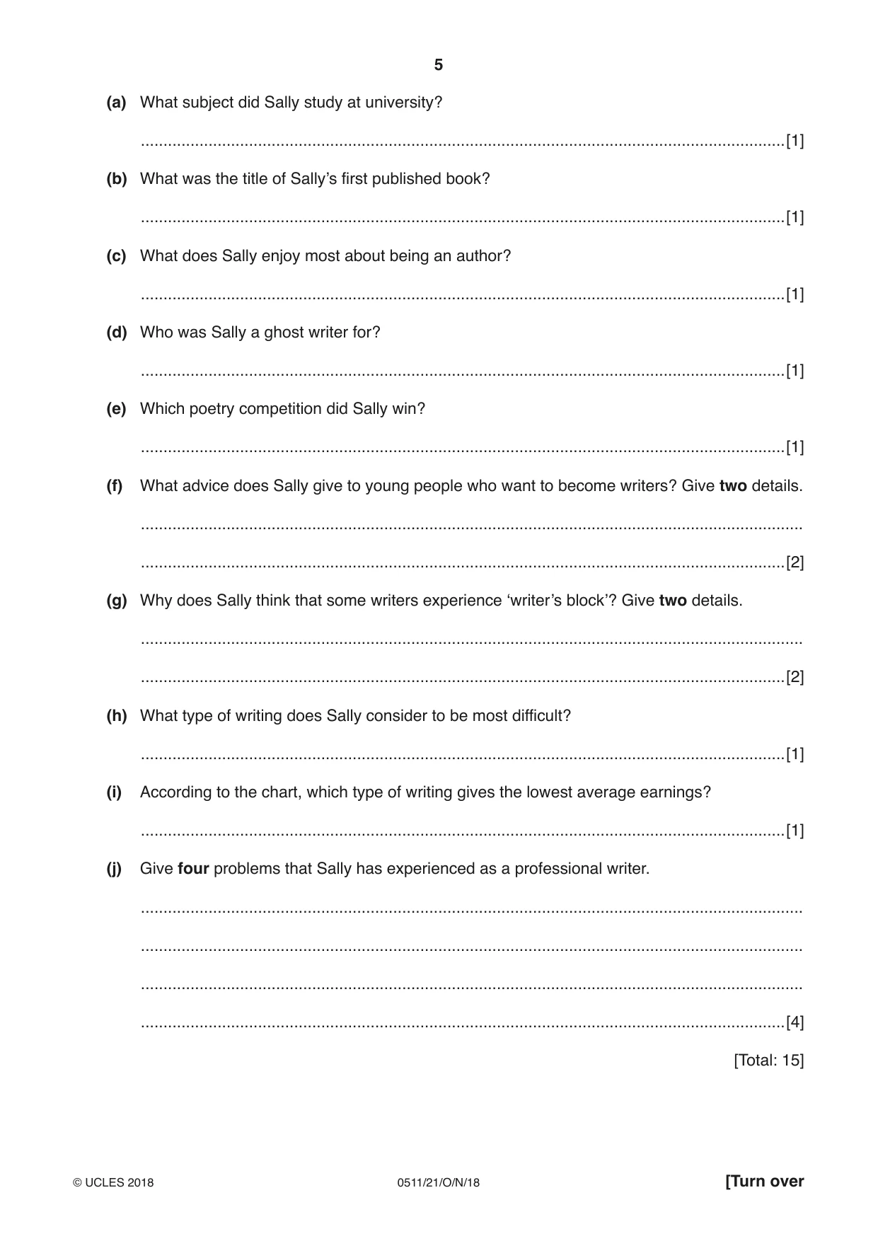 Cambridge IGCSE English - Second Language (count-in oral) 0511 2018 Oct/Nov Paper 2 · Variant 1 question paper, page 5 of 16