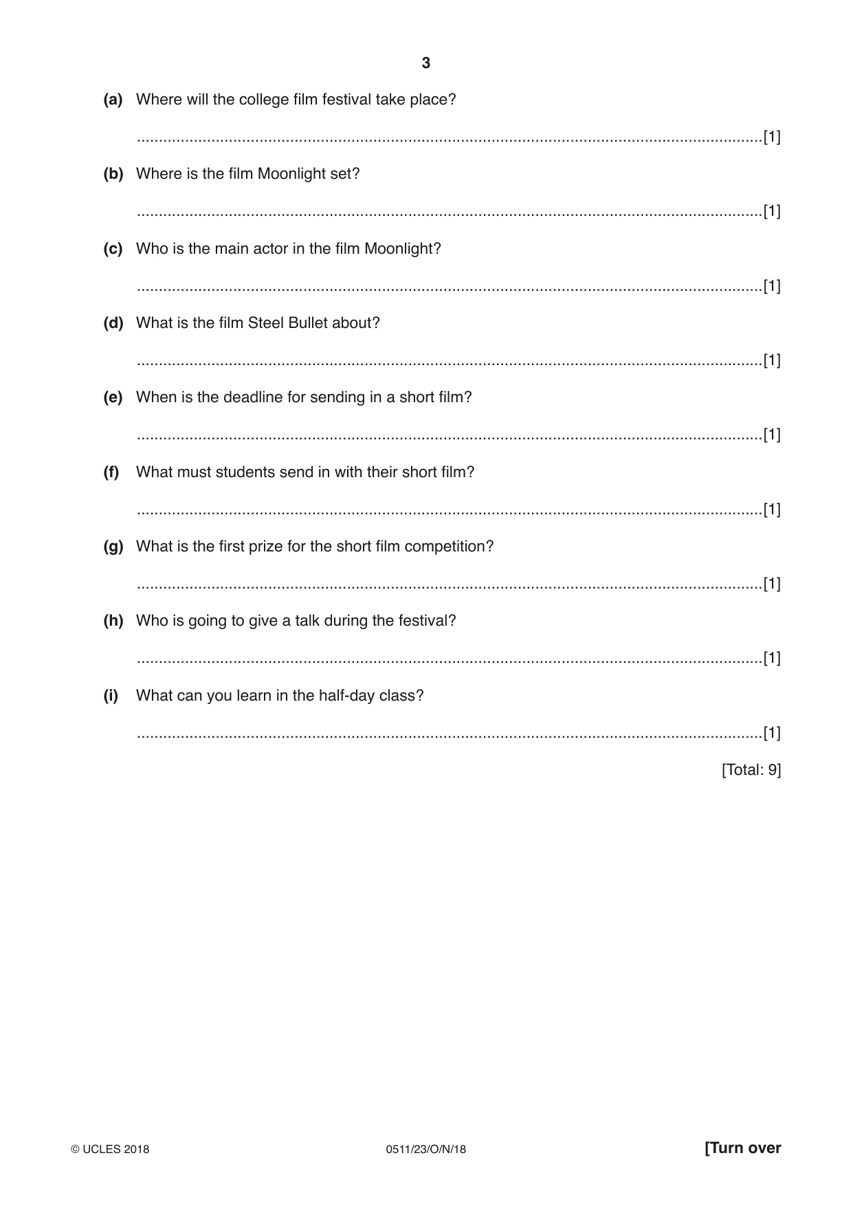 Cambridge IGCSE English - Second Language (count-in oral) 0511 2018 Oct/Nov Paper 2 · Variant 3 question paper, page 3 of 16