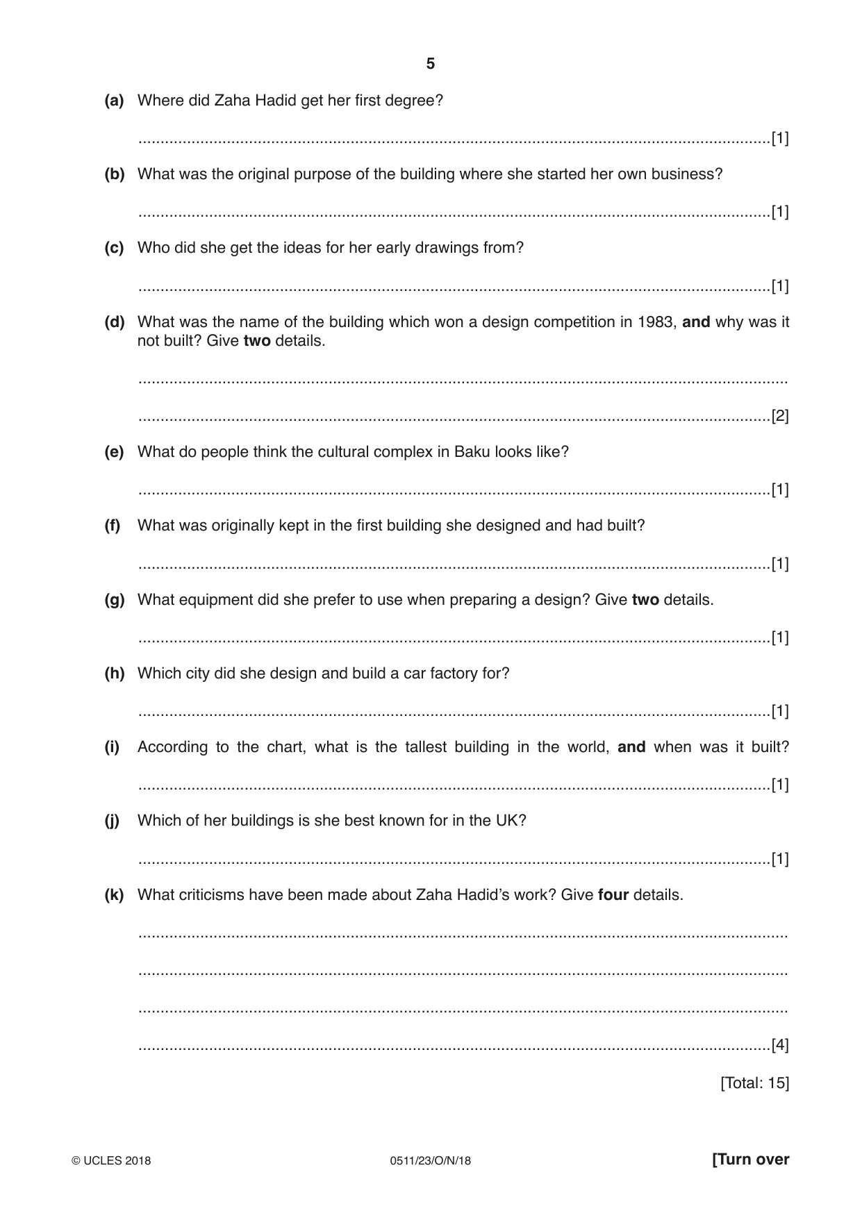 Cambridge IGCSE English - Second Language (count-in oral) 0511 2018 Oct/Nov Paper 2 · Variant 3 question paper, page 5 of 16