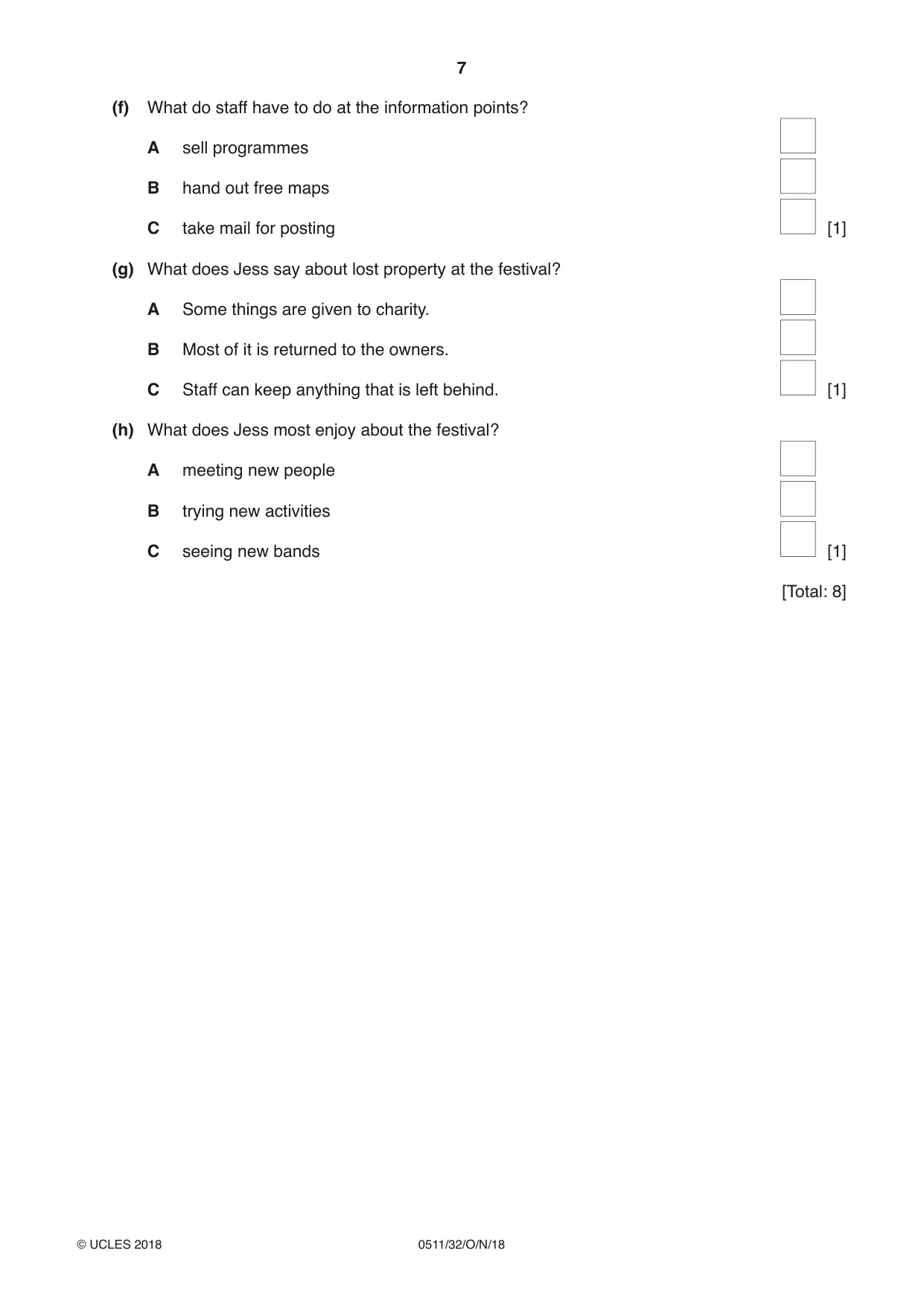 Cambridge IGCSE English - Second Language (count-in oral) 0511 2018 Oct/Nov Paper 3 · Variant 2 question paper, page 7 of 8
