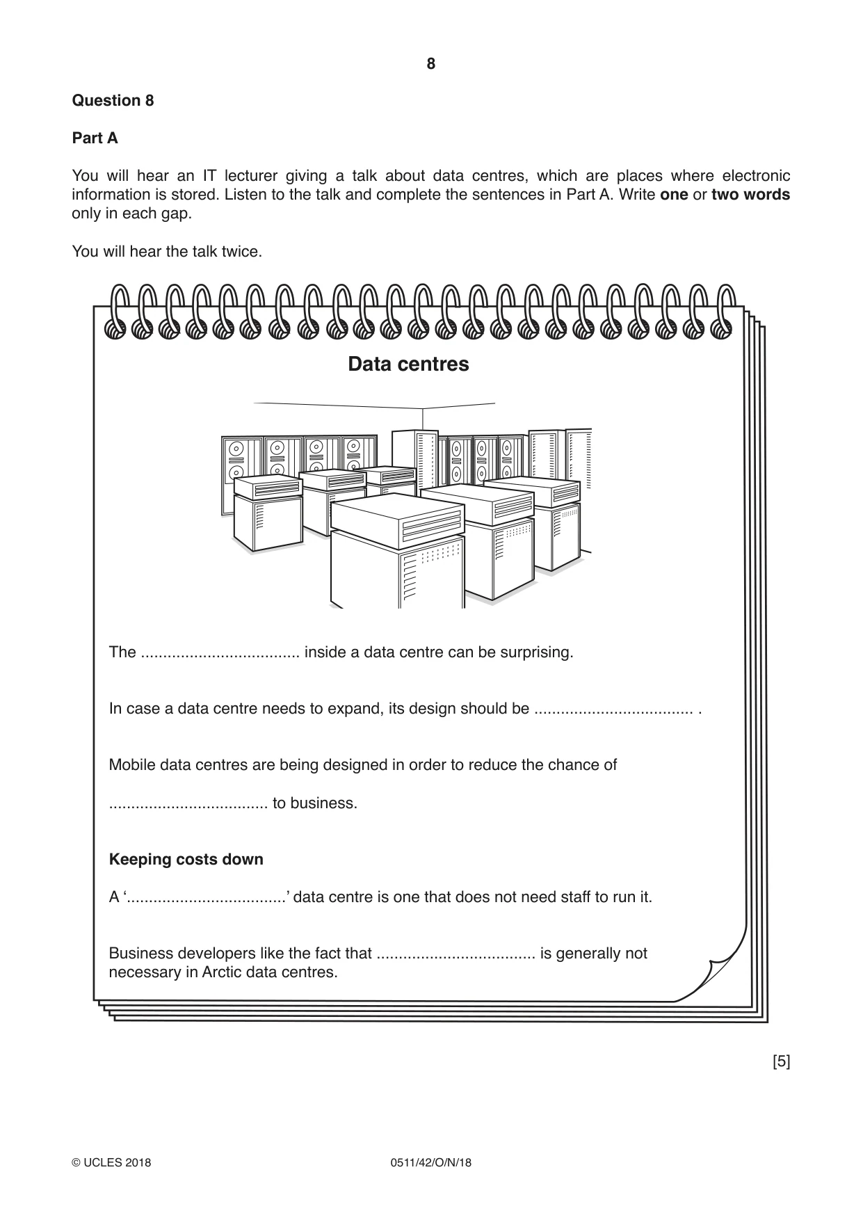 Cambridge IGCSE English - Second Language (count-in oral) 0511 2018 Oct/Nov Paper 4 · Variant 2 question paper, page 8 of 12