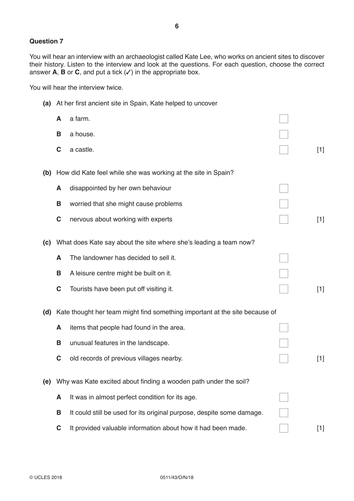 Cambridge IGCSE English - Second Language (count-in oral) 0511 2018 Oct/Nov Paper 4 · Variant 3 question paper, page 6 of 12