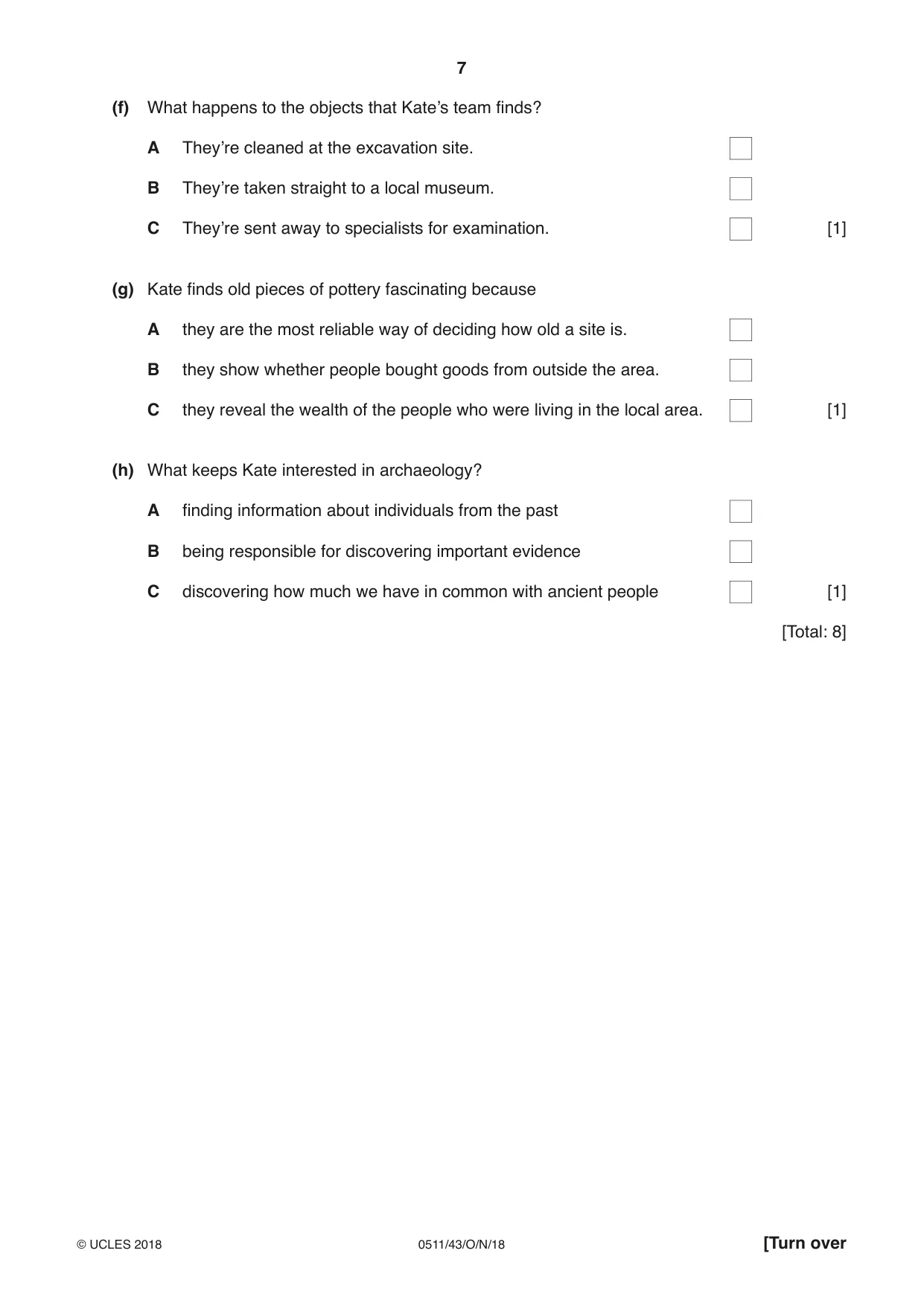Cambridge IGCSE English - Second Language (count-in oral) 0511 2018 Oct/Nov Paper 4 · Variant 3 question paper, page 7 of 12
