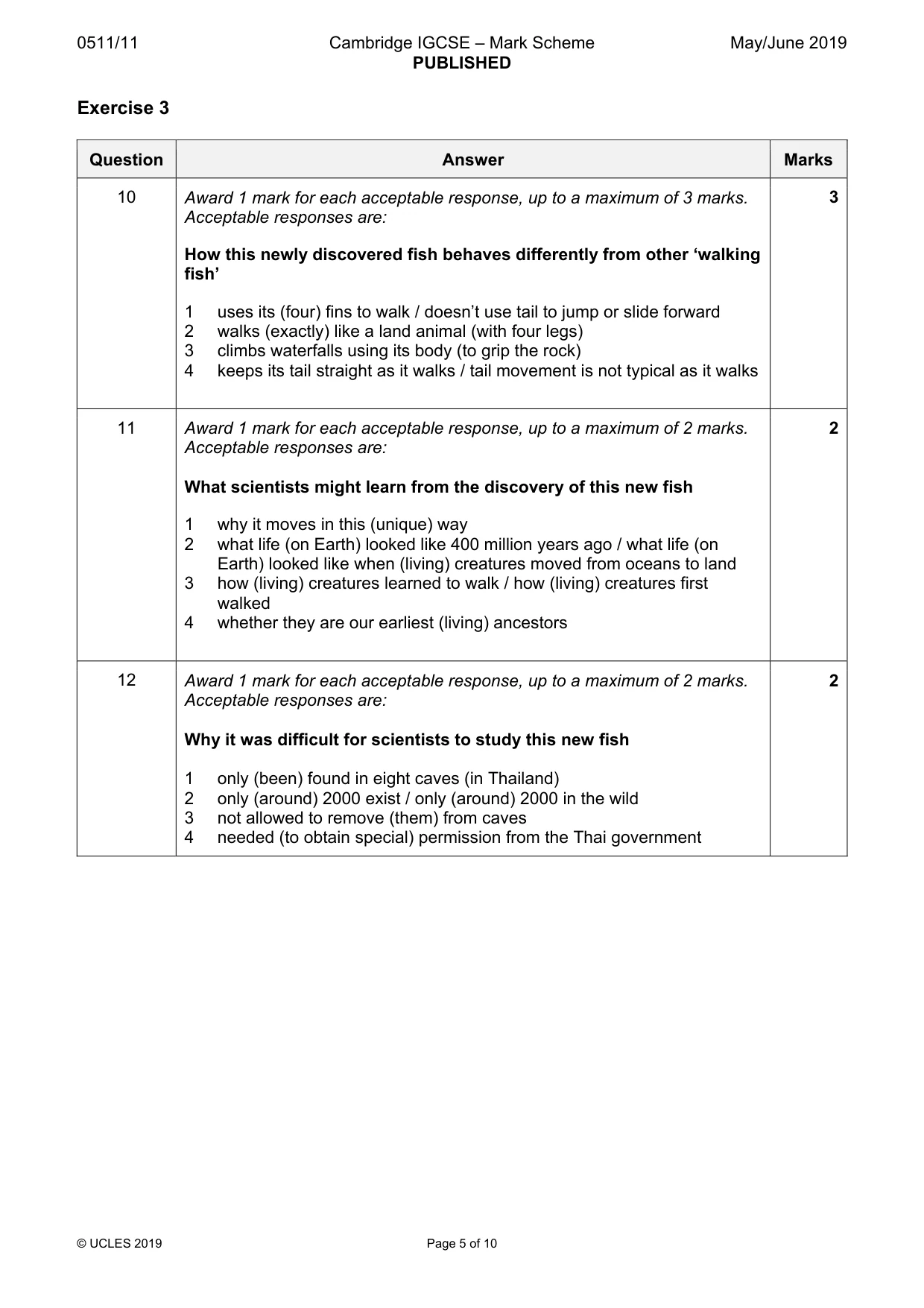 Mark scheme, page 5 of 10