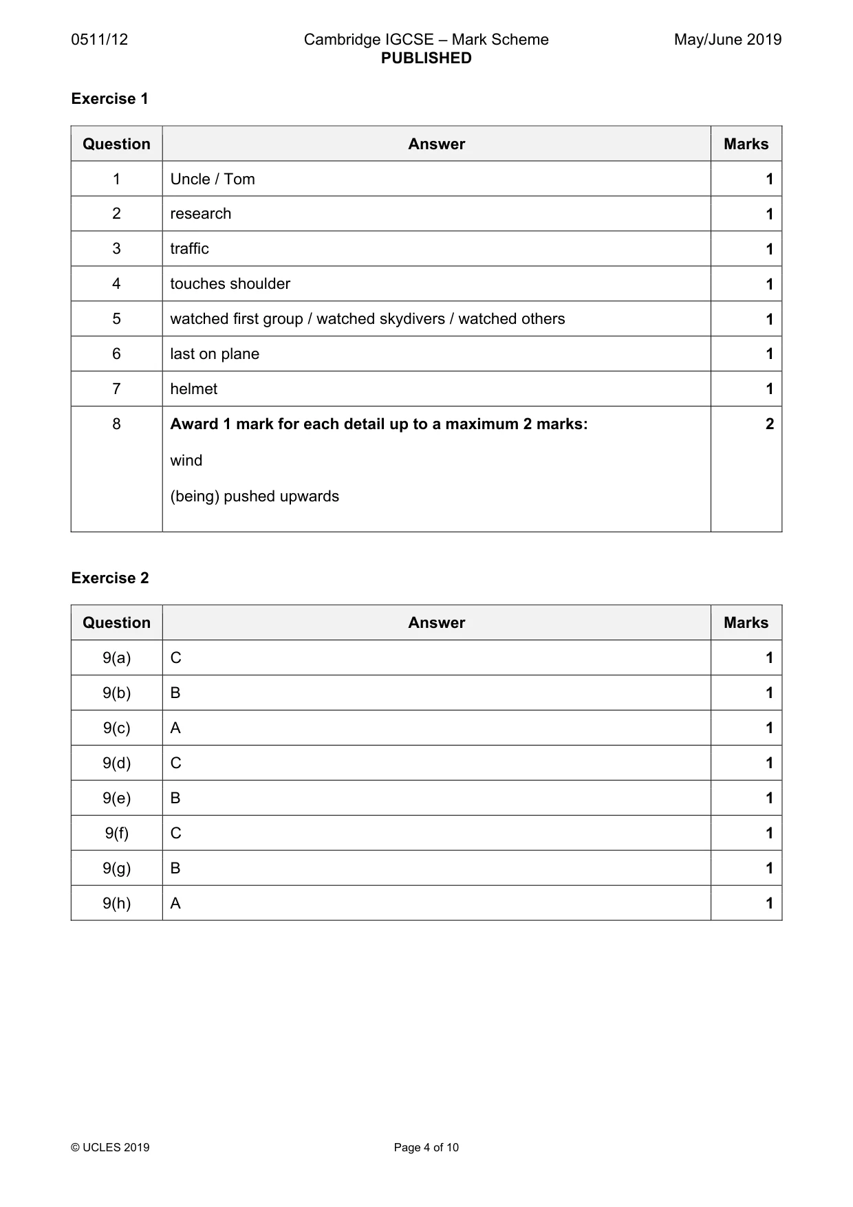 Mark scheme, page 4 of 10