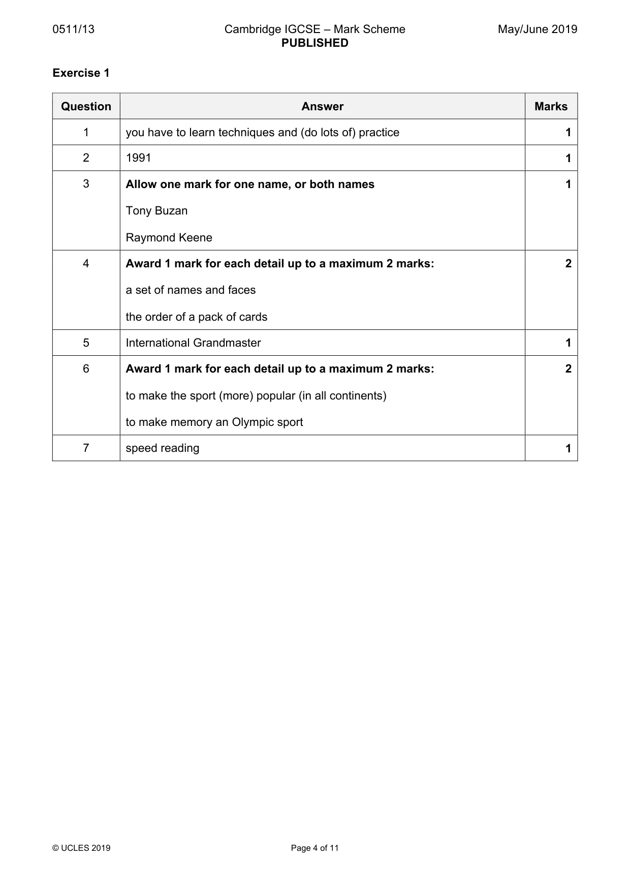 Mark scheme, page 4 of 11