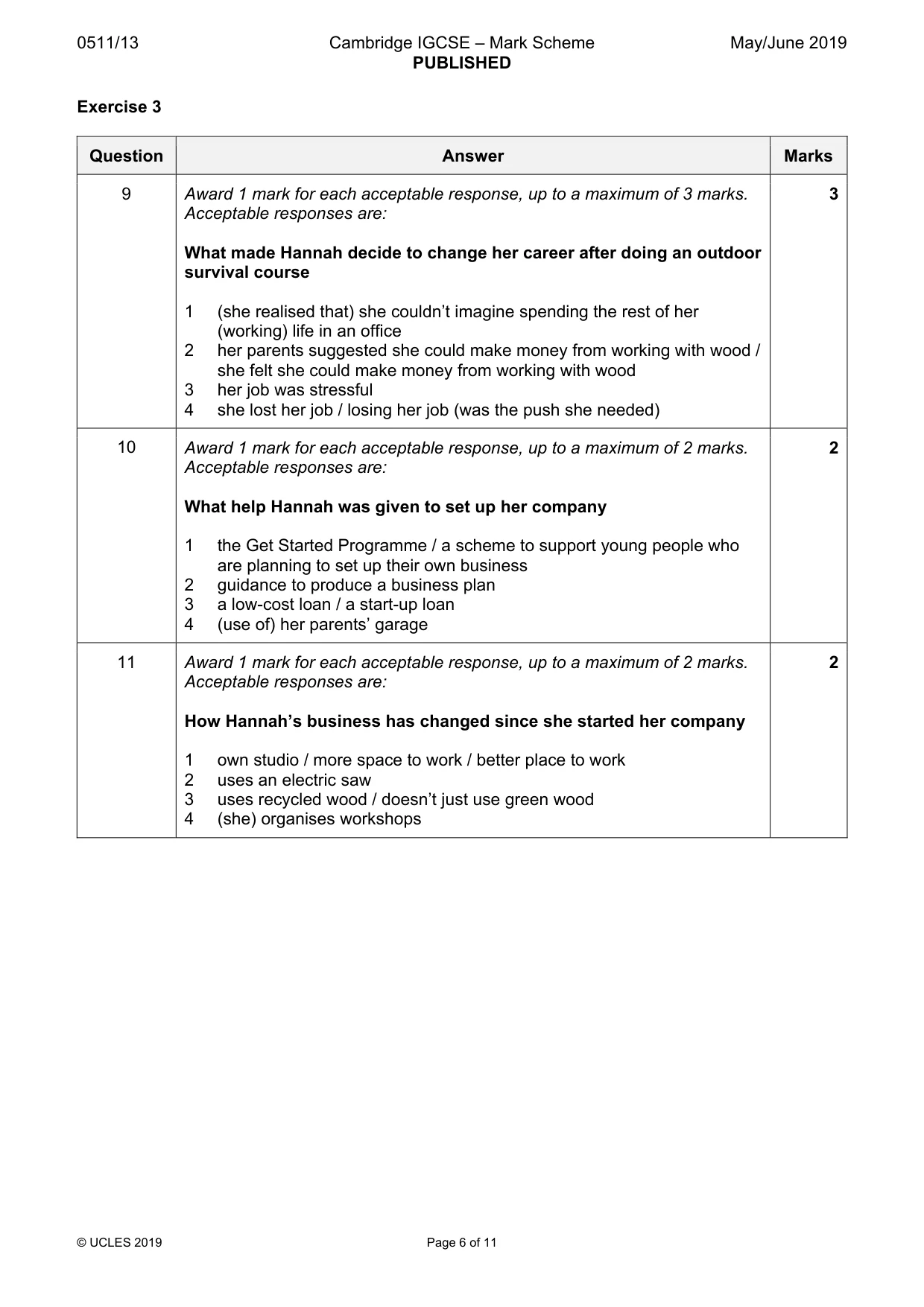 Mark scheme, page 6 of 11