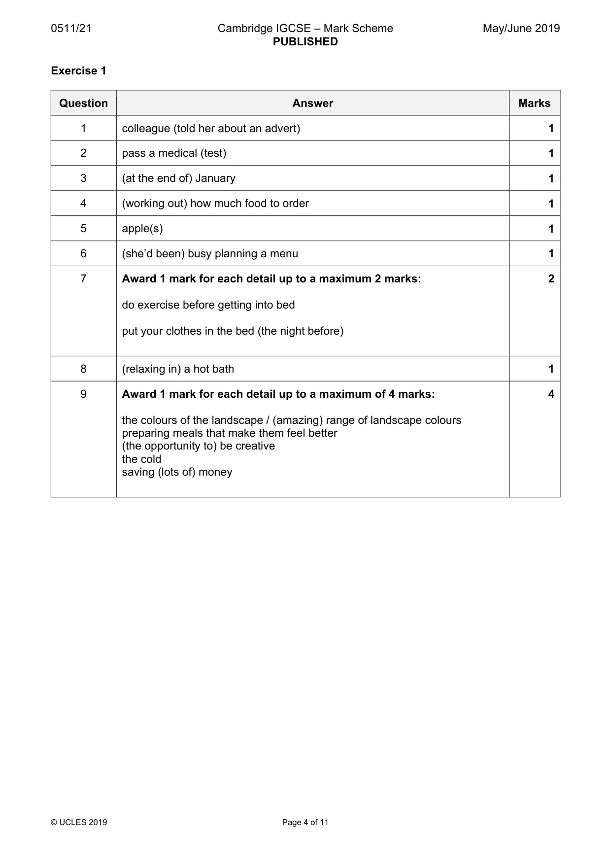 Mark scheme, page 4 of 11