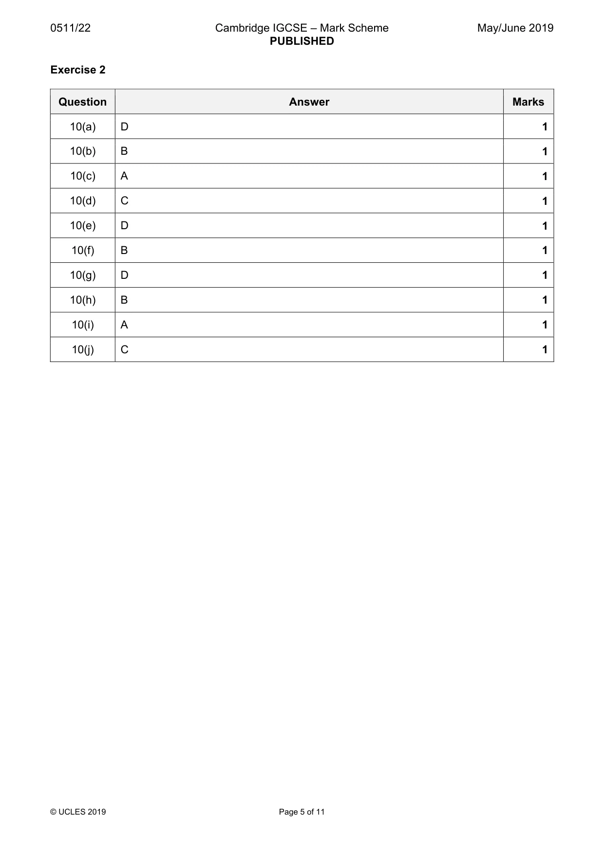 Mark scheme, page 5 of 11