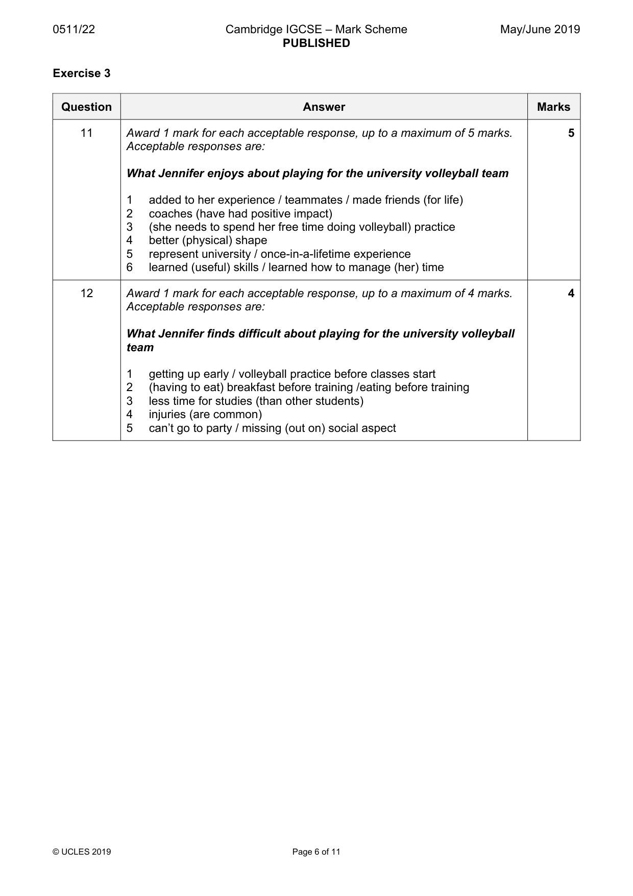 Mark scheme, page 6 of 11