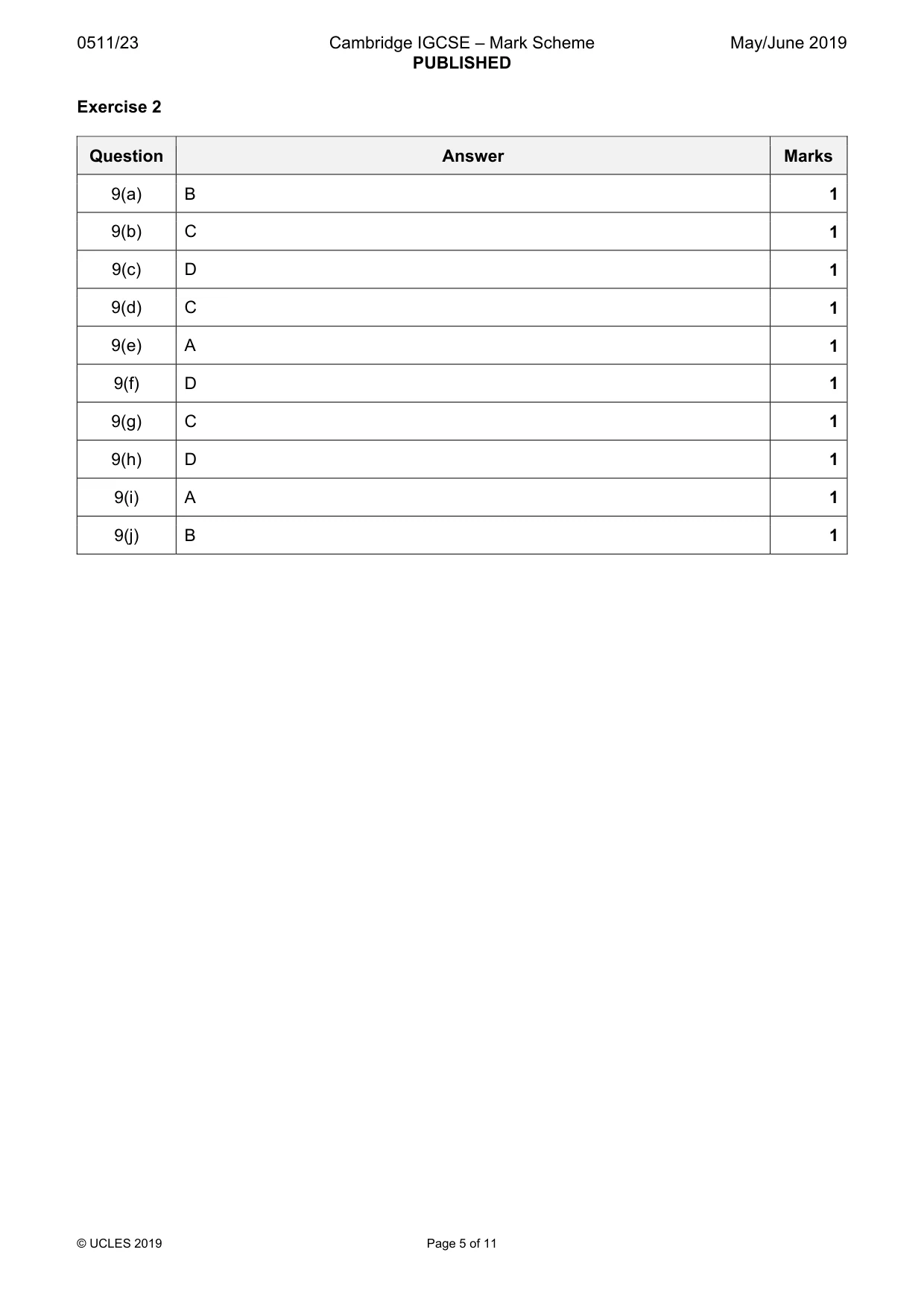Mark scheme, page 5 of 11