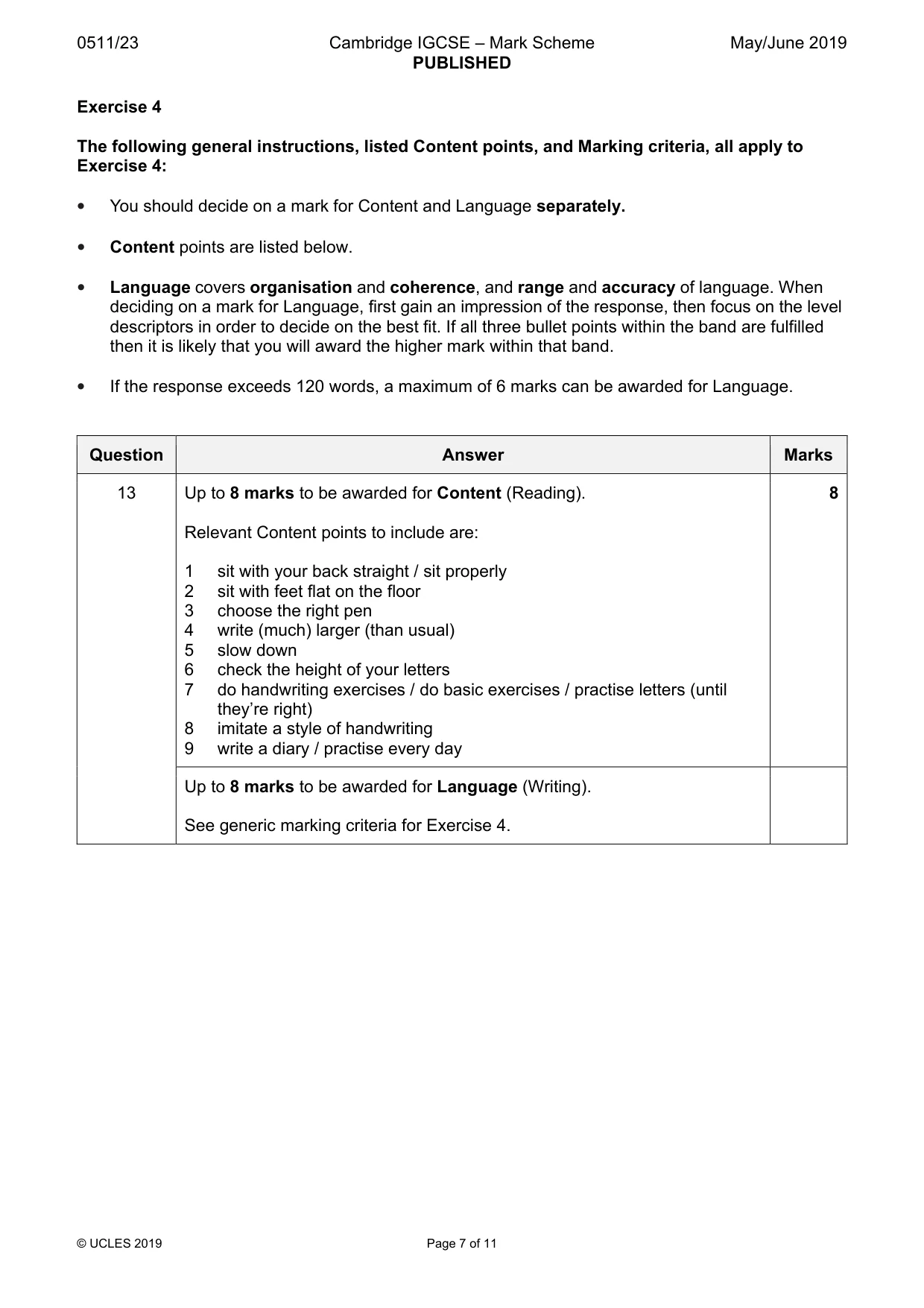 Mark scheme, page 7 of 11