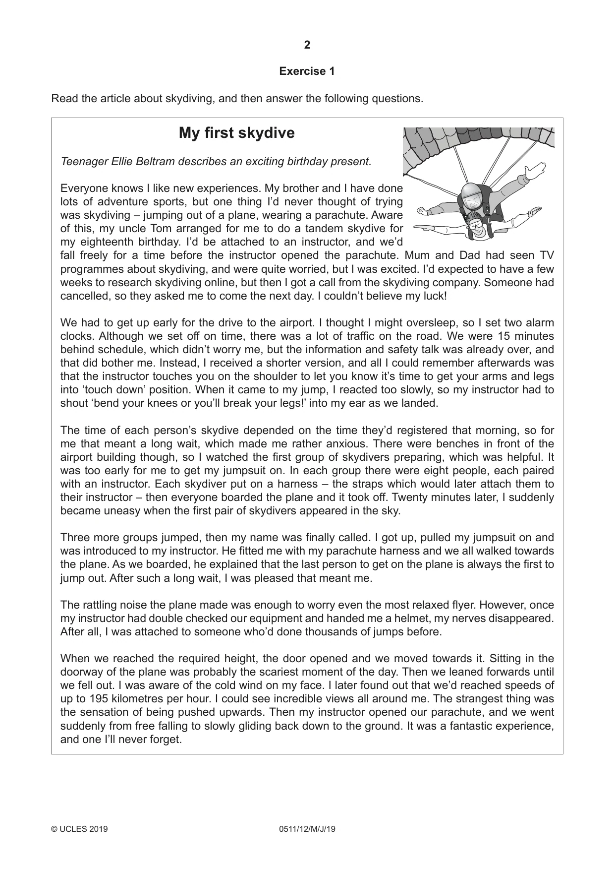 Cambridge IGCSE English - Second Language (count-in oral) 0511 2019 May/June Paper 1 · Variant 2 question paper, page 2 of 16