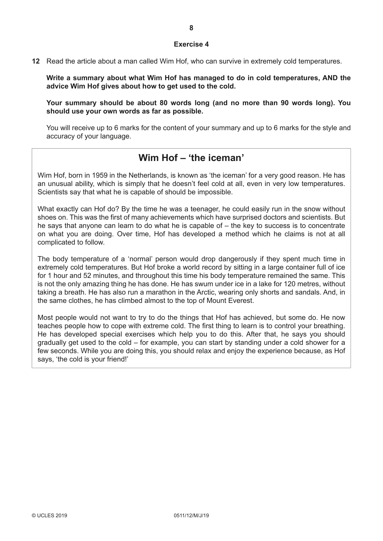 Cambridge IGCSE English - Second Language (count-in oral) 0511 2019 May/June Paper 1 · Variant 2 question paper, page 8 of 16