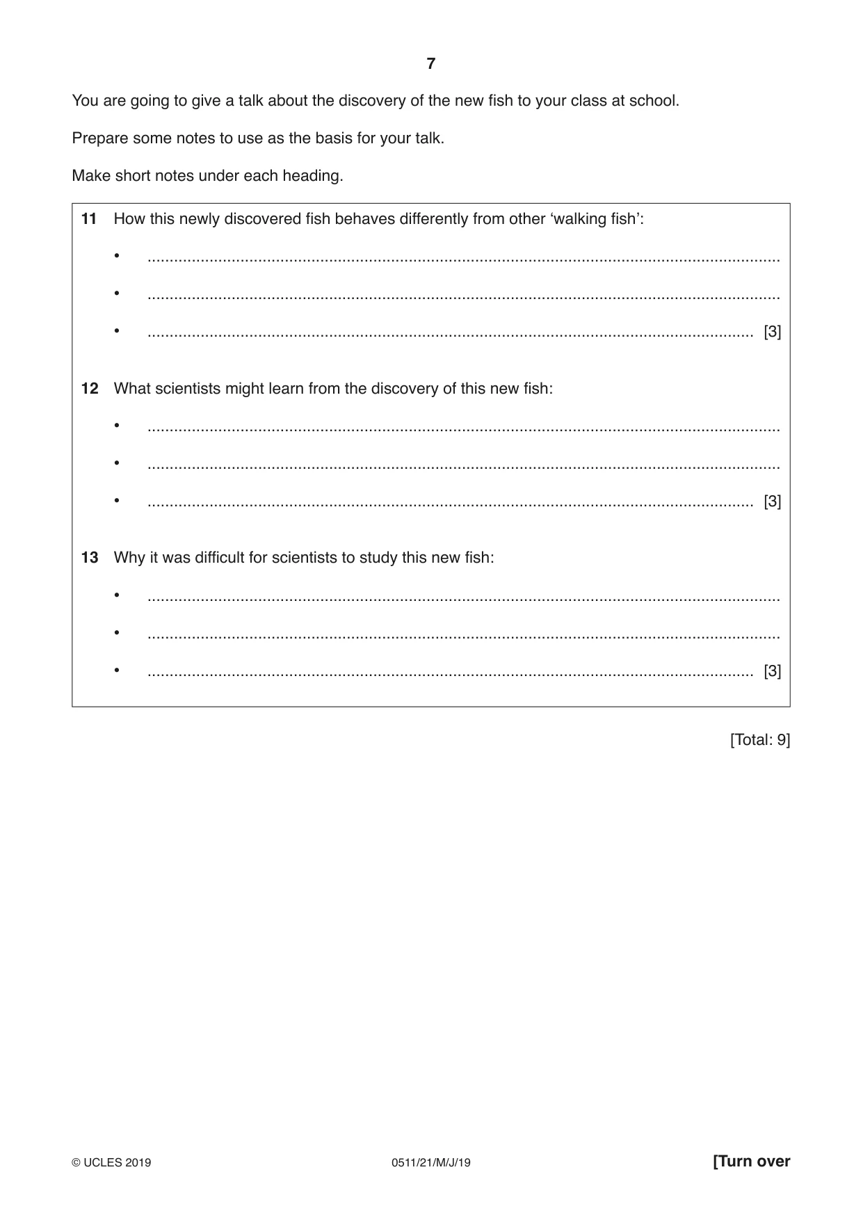Cambridge IGCSE English - Second Language (count-in oral) 0511 2019 May/June Paper 2 · Variant 1 question paper, page 7 of 16