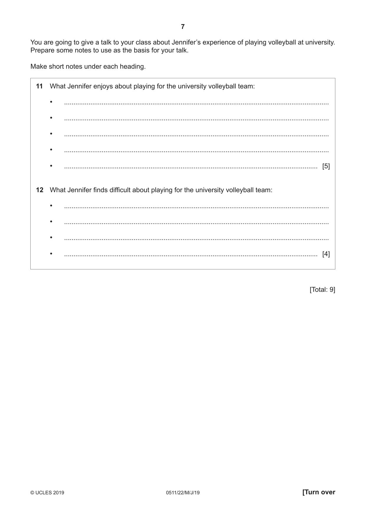 Cambridge IGCSE English - Second Language (count-in oral) 0511 2019 May/June Paper 2 · Variant 2 question paper, page 7 of 16