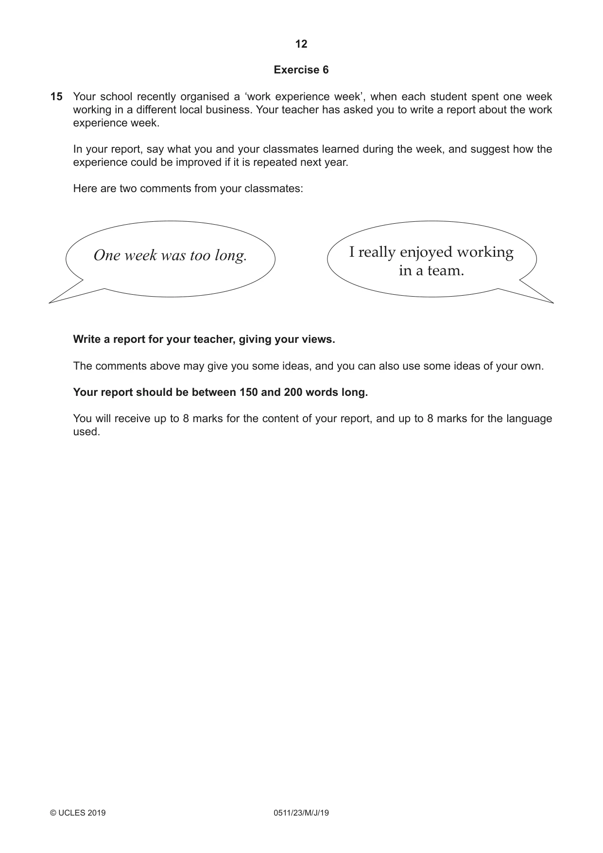 Cambridge IGCSE English - Second Language (count-in oral) 0511 2019 May/June Paper 2 · Variant 3 question paper, page 12 of 16