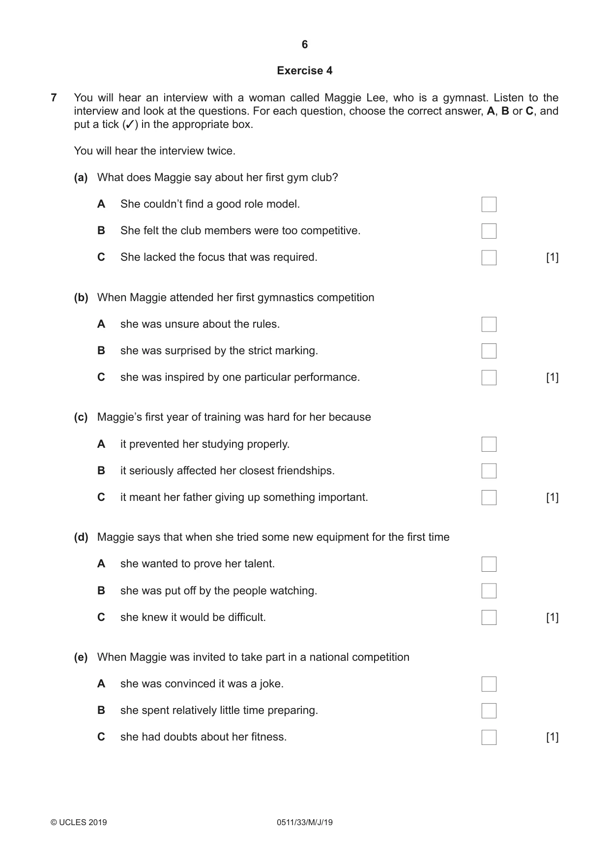 Cambridge IGCSE English - Second Language (count-in oral) 0511 2019 May/June Paper 3 · Variant 3 question paper, page 6 of 8