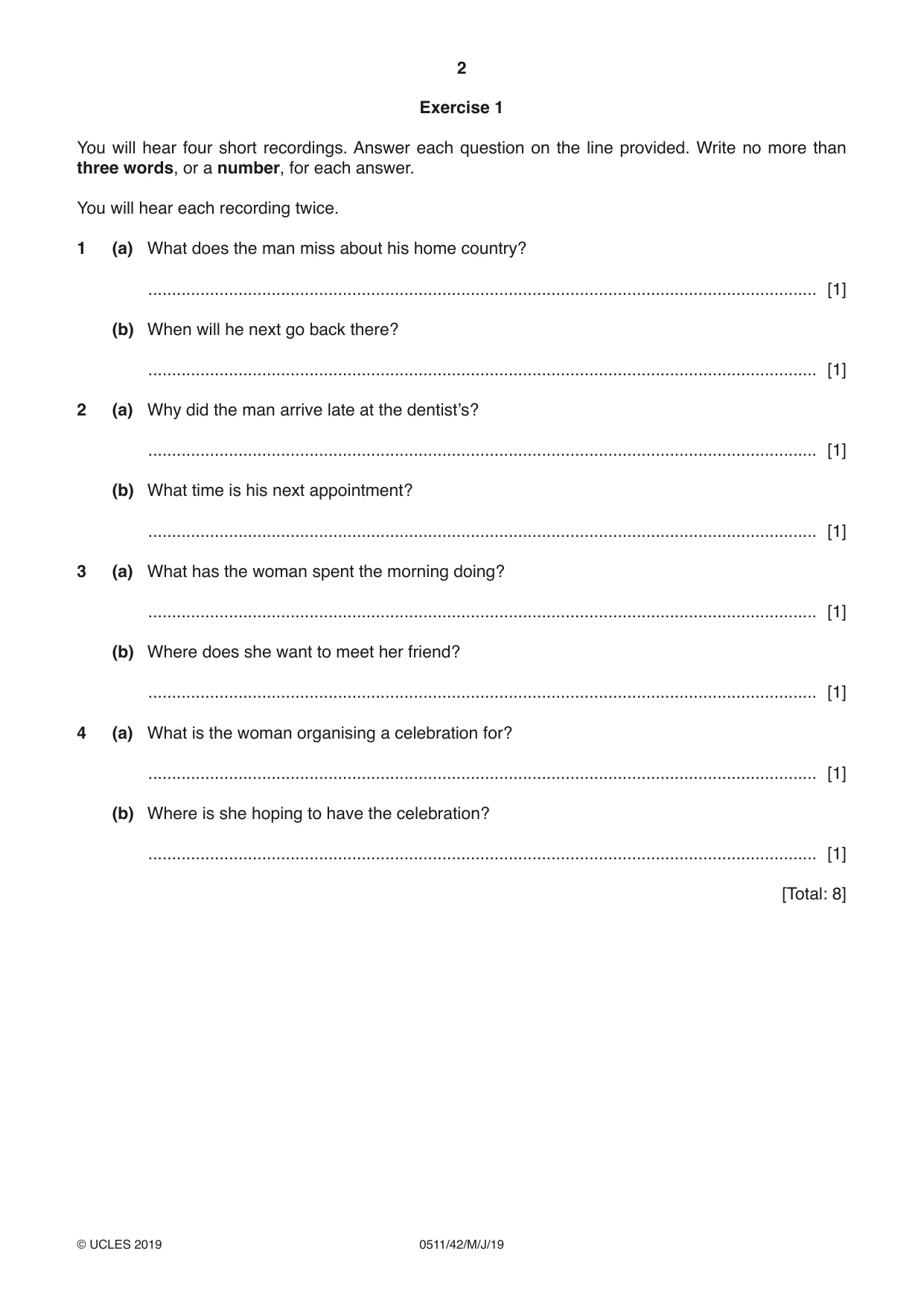 Cambridge IGCSE English - Second Language (count-in oral) 0511 2019 May/June Paper 4 · Variant 2 question paper, page 2 of 12