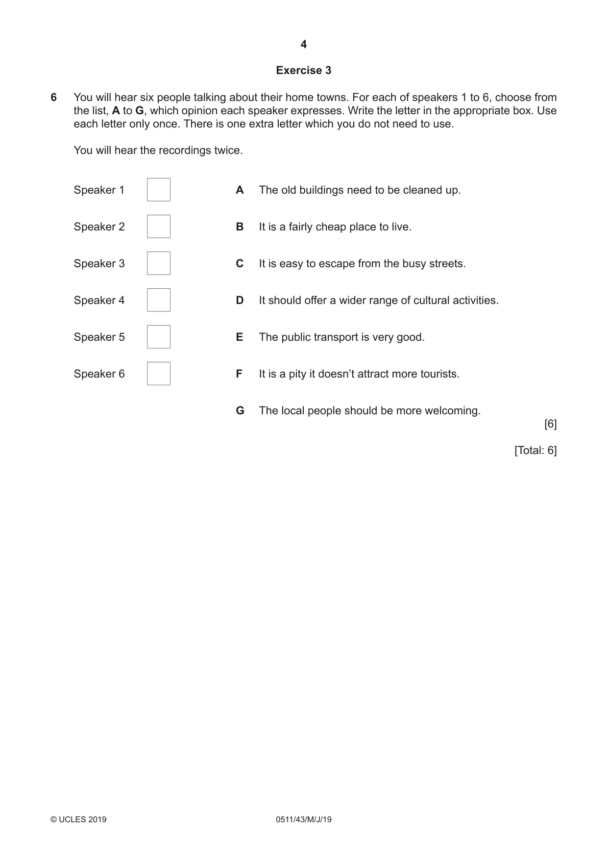 Cambridge IGCSE English - Second Language (count-in oral) 0511 2019 May/June Paper 4 · Variant 3 question paper, page 4 of 12