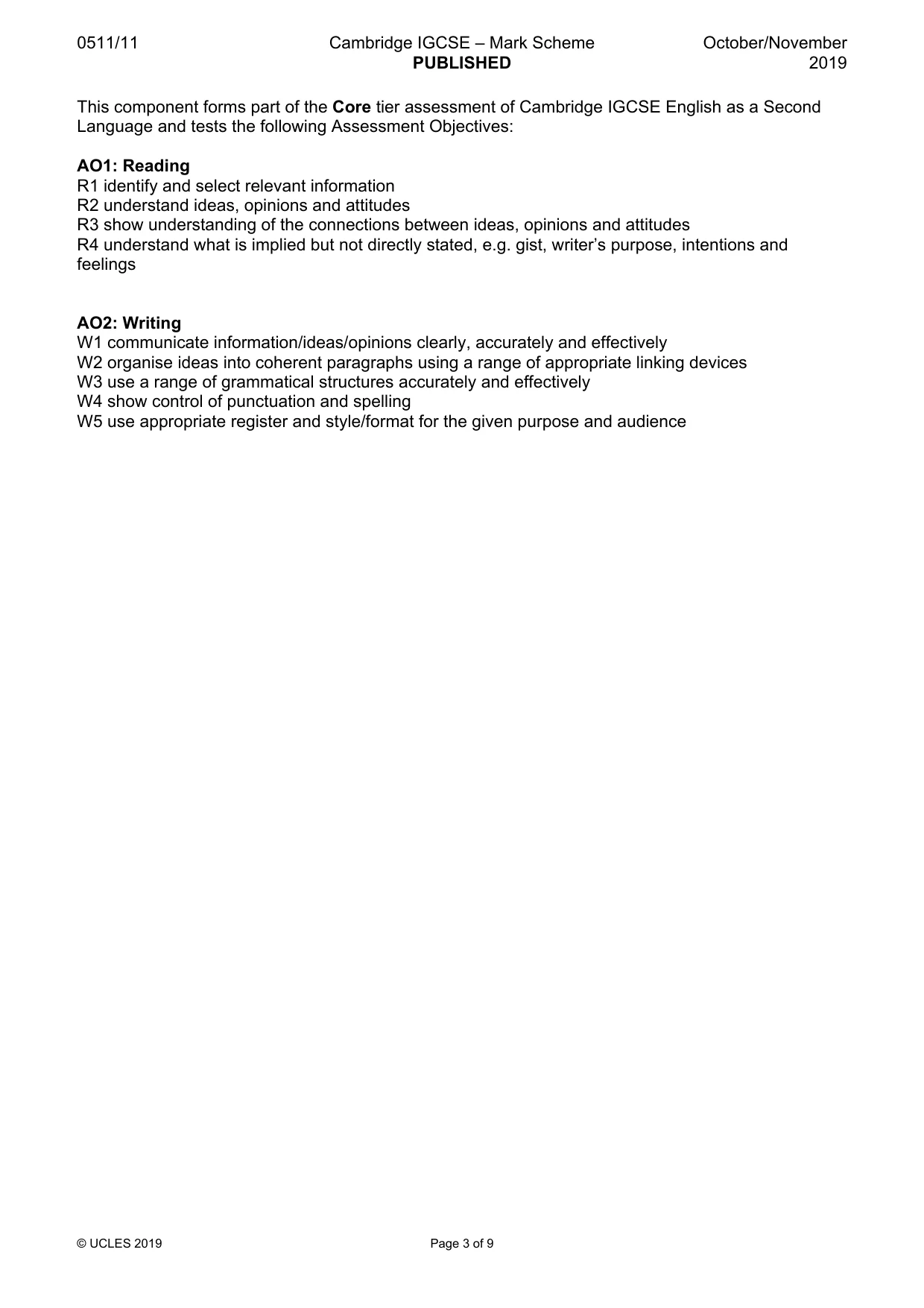 Mark scheme, page 3 of 9