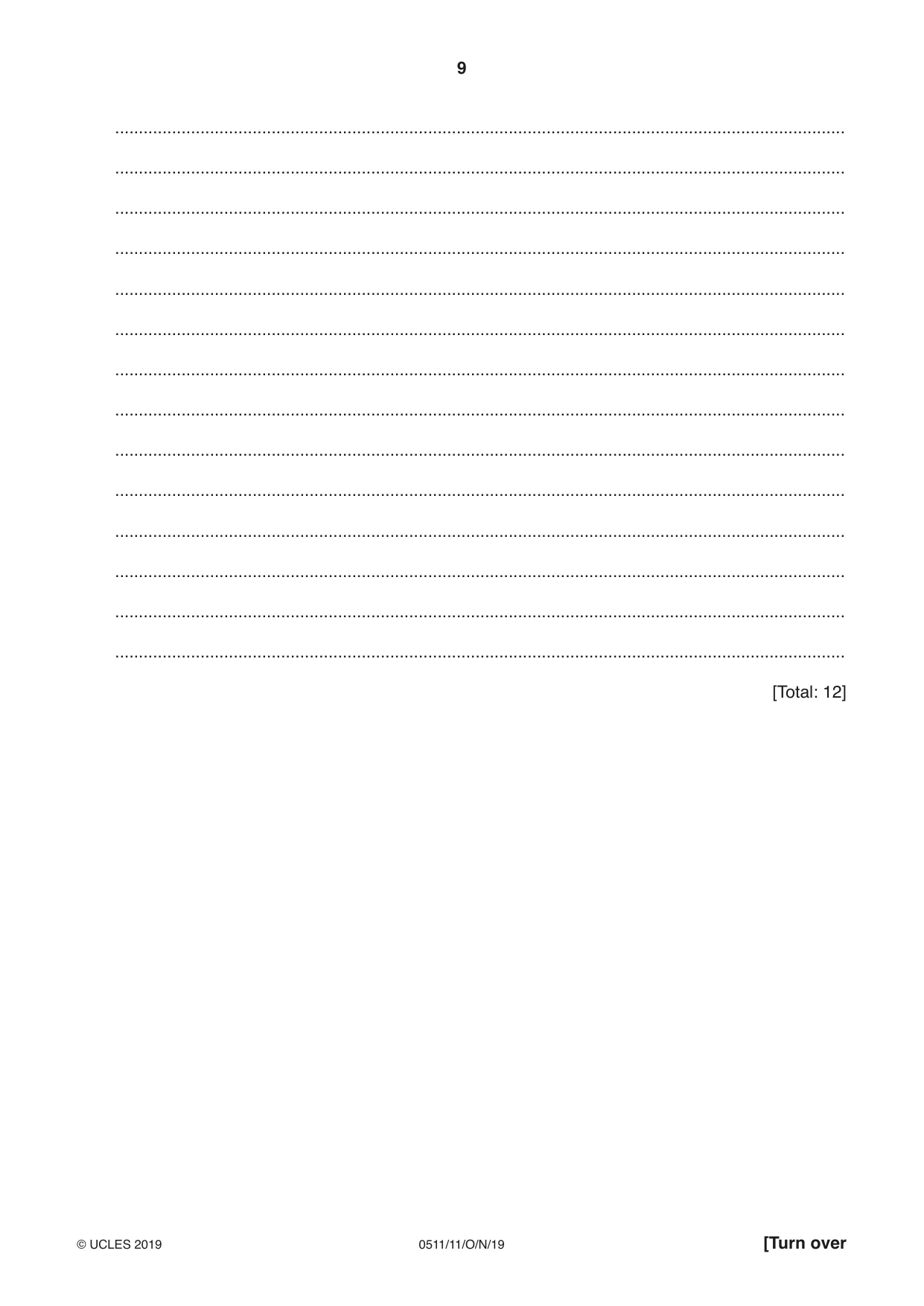 Cambridge IGCSE English - Second Language (count-in oral) 0511 2019 Oct/Nov Paper 1 · Variant 1 question paper, page 9 of 16