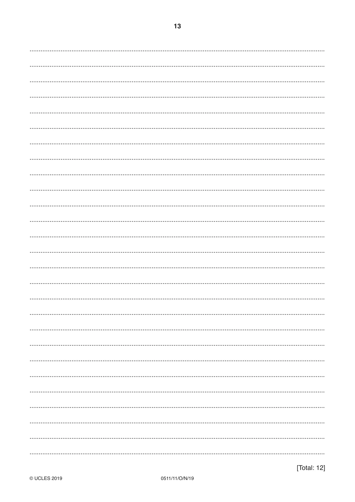 Cambridge IGCSE English - Second Language (count-in oral) 0511 2019 Oct/Nov Paper 1 · Variant 1 question paper, page 13 of 16