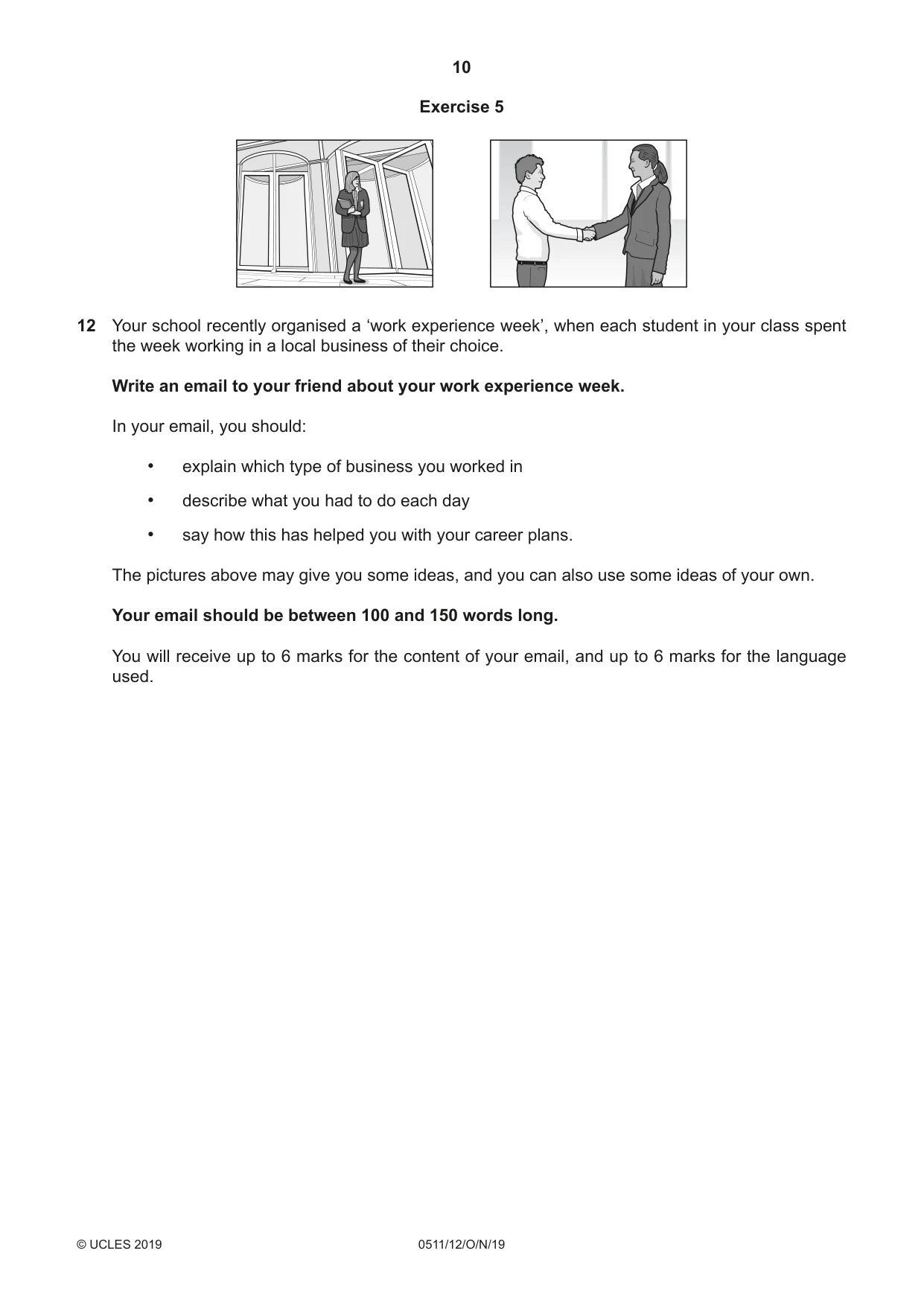 Cambridge IGCSE English - Second Language (count-in oral) 0511 2019 Oct/Nov Paper 1 · Variant 2 question paper, page 10 of 16