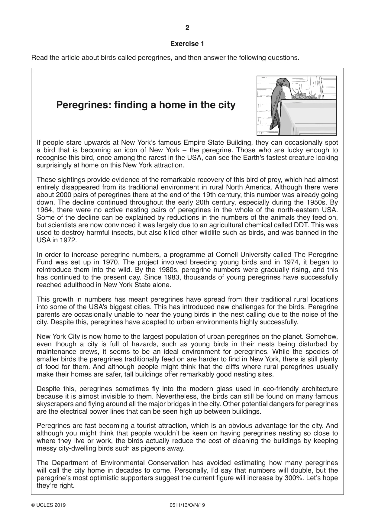 Cambridge IGCSE English - Second Language (count-in oral) 0511 2019 Oct/Nov Paper 1 · Variant 3 question paper, page 2 of 16