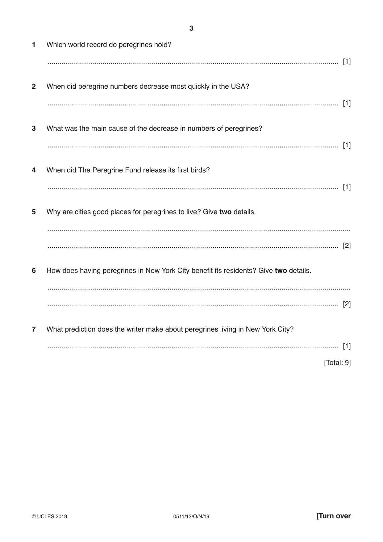 Cambridge IGCSE English - Second Language (count-in oral) 0511 2019 Oct/Nov Paper 1 · Variant 3 question paper, page 3 of 16