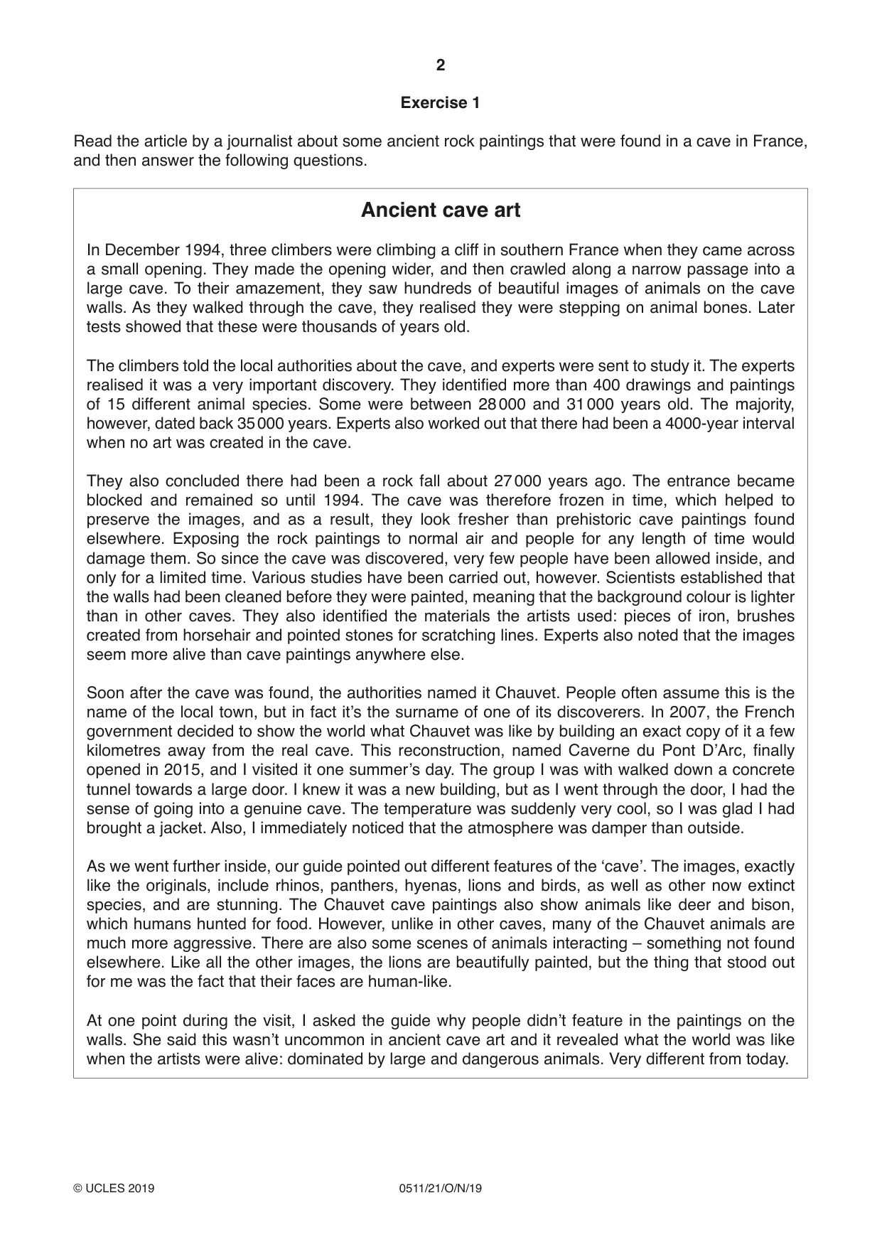 Cambridge IGCSE English - Second Language (count-in oral) 0511 2019 Oct/Nov Paper 2 · Variant 1 question paper, page 2 of 16