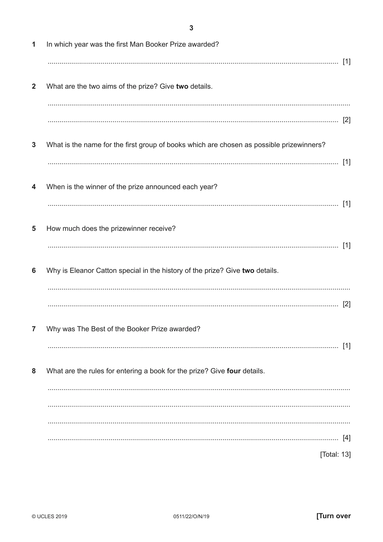 Cambridge IGCSE English - Second Language (count-in oral) 0511 2019 Oct/Nov Paper 2 · Variant 2 question paper, page 3 of 16
