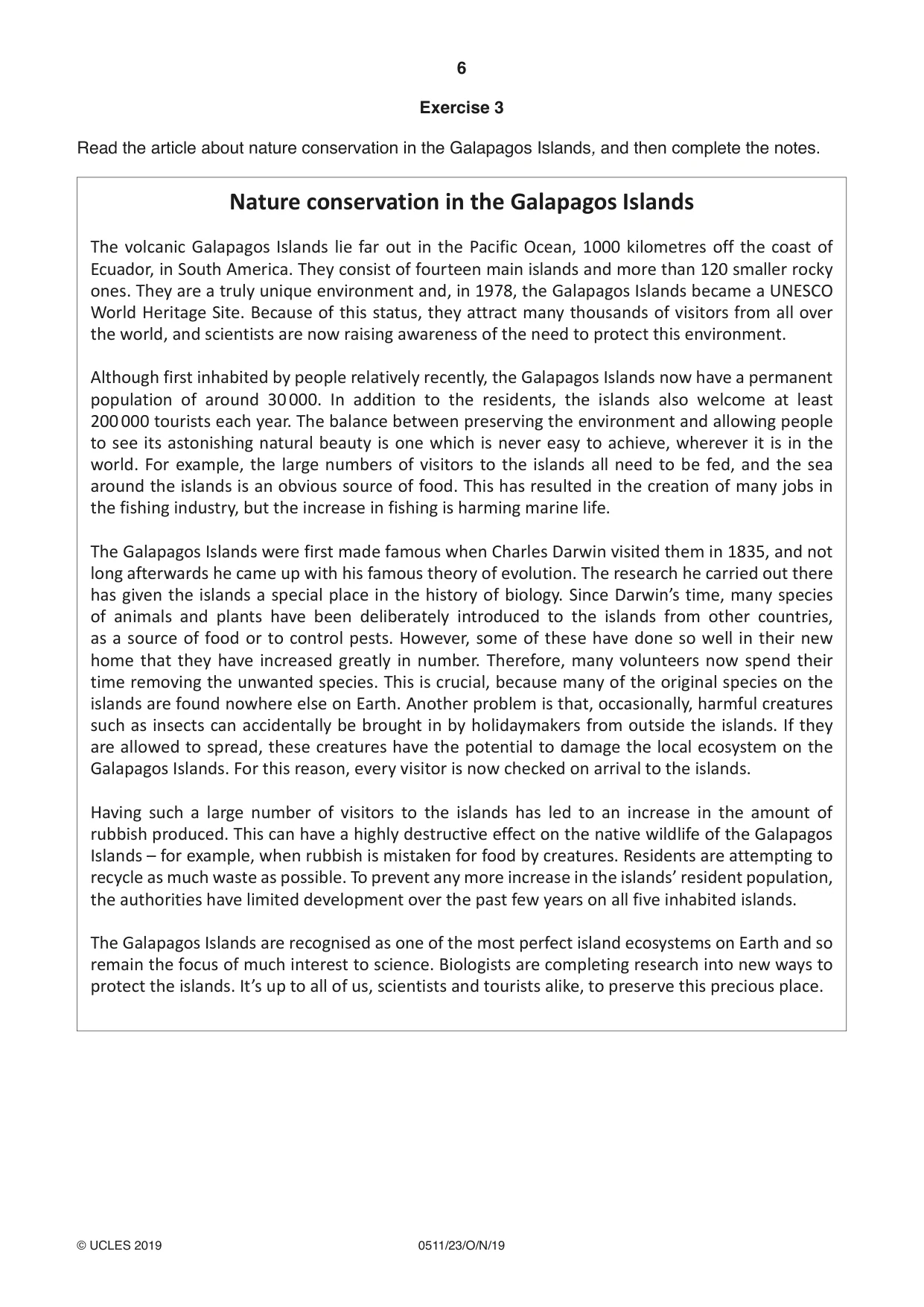 Cambridge IGCSE English - Second Language (count-in oral) 0511 2019 Oct/Nov Paper 2 · Variant 3 question paper, page 6 of 16