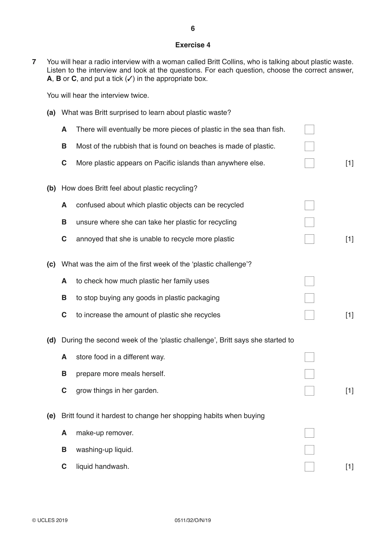 Cambridge IGCSE English - Second Language (count-in oral) 0511 2019 Oct/Nov Paper 3 · Variant 2 question paper, page 6 of 8
