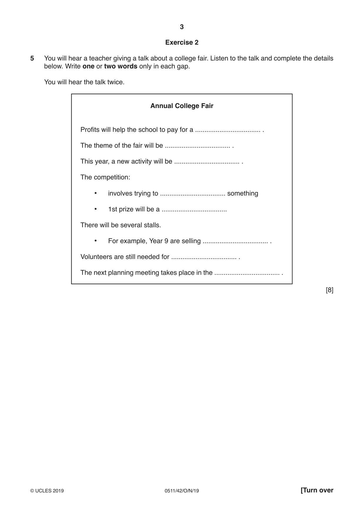 Cambridge IGCSE English - Second Language (count-in oral) 0511 2019 Oct/Nov Paper 4 · Variant 2 question paper, page 3 of 12