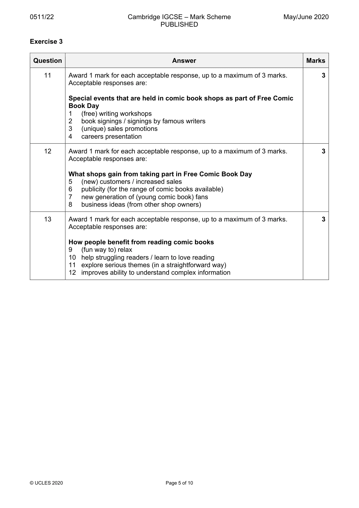 Mark scheme, page 5 of 10